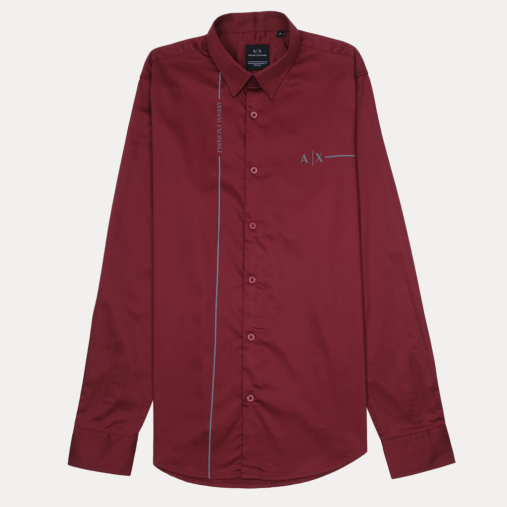Armani Exchange Elegant Merlot Button-Up Shirt