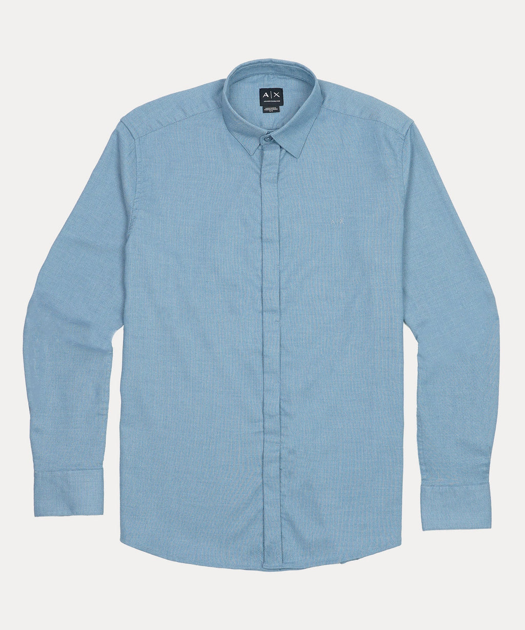 A|X Tranquil Azure Tailored Fit Long Sleeve Chambray Shirt