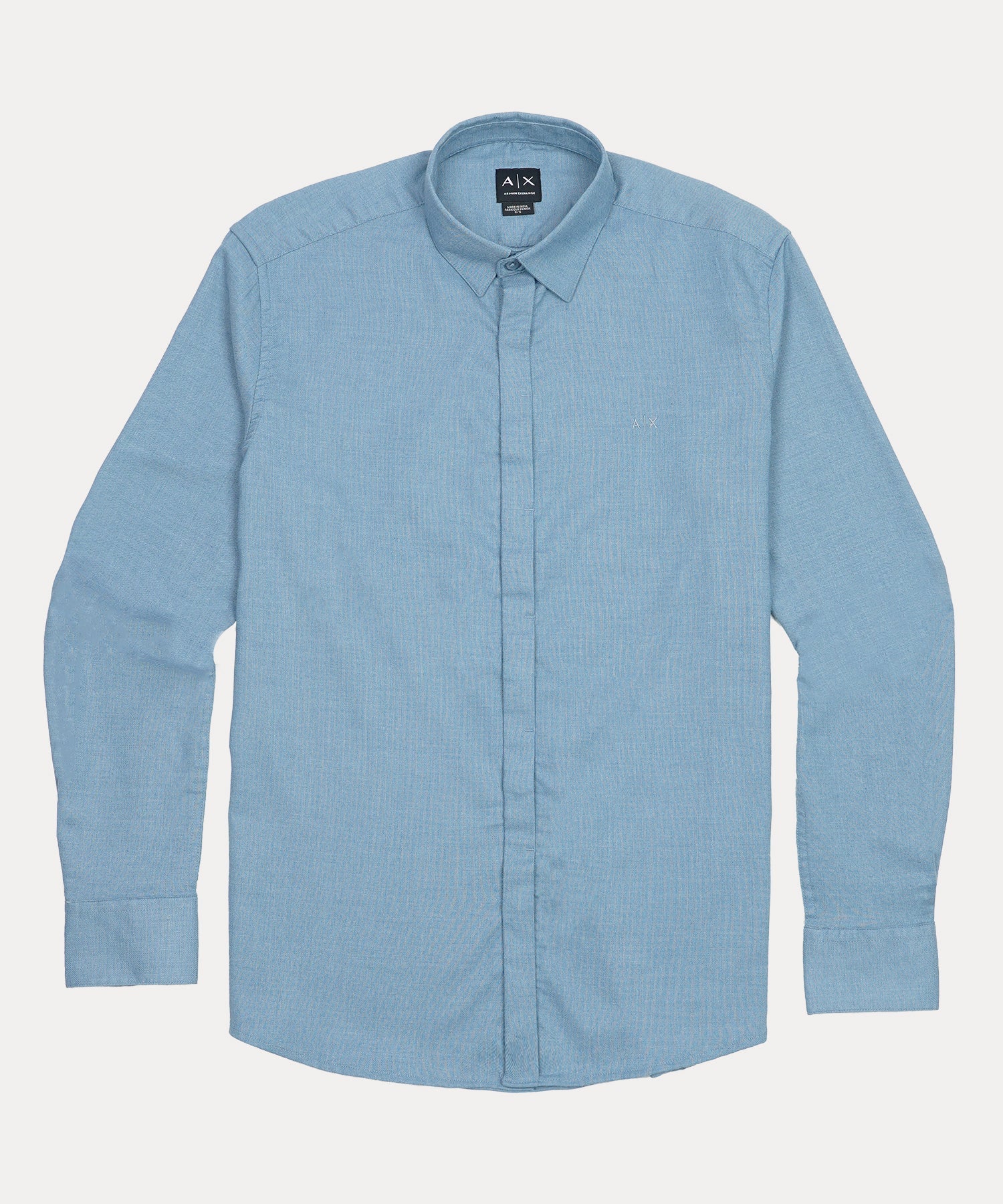 A|X Tranquil Azure Tailored Fit Long Sleeve Chambray Shirt