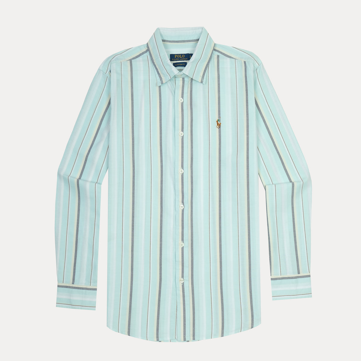 Polo Ralph Lauren Breezy Aqua Striped Custom Fit Shirt