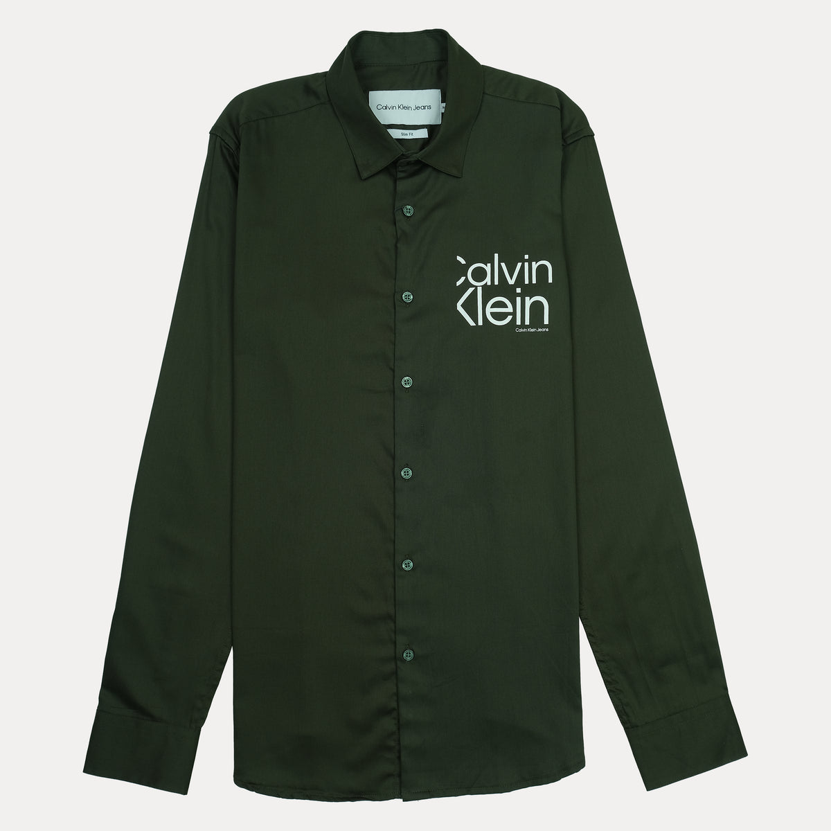 Calvin Klein Jeans Slim Fit Green Button-Up Shirt