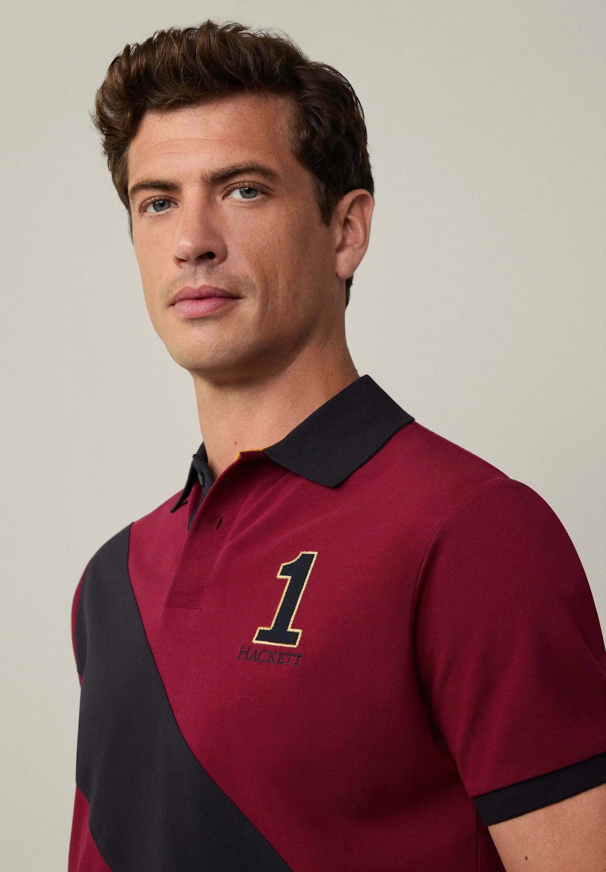 HACKETT Ember Garnet Tailored Fit Short Sleeve Piqué Polo Shirt