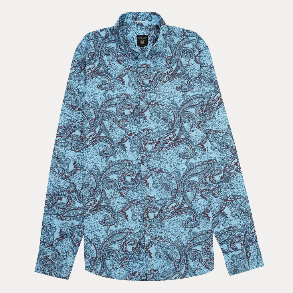 RARE RABBIT Blue Paisley Print Long Sleeve Shirt