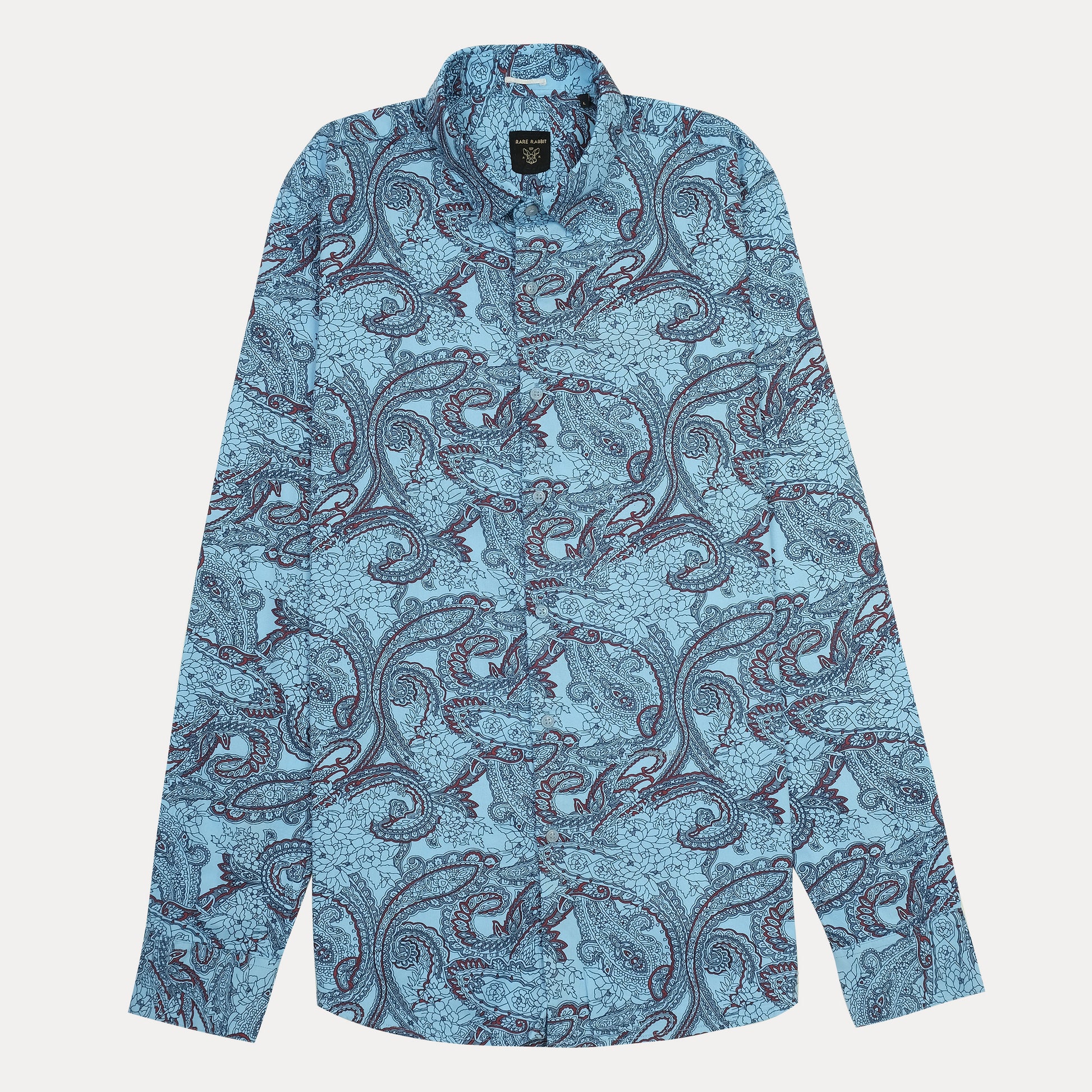 RARE RABBIT Blue Paisley Print Long Sleeve Shirt