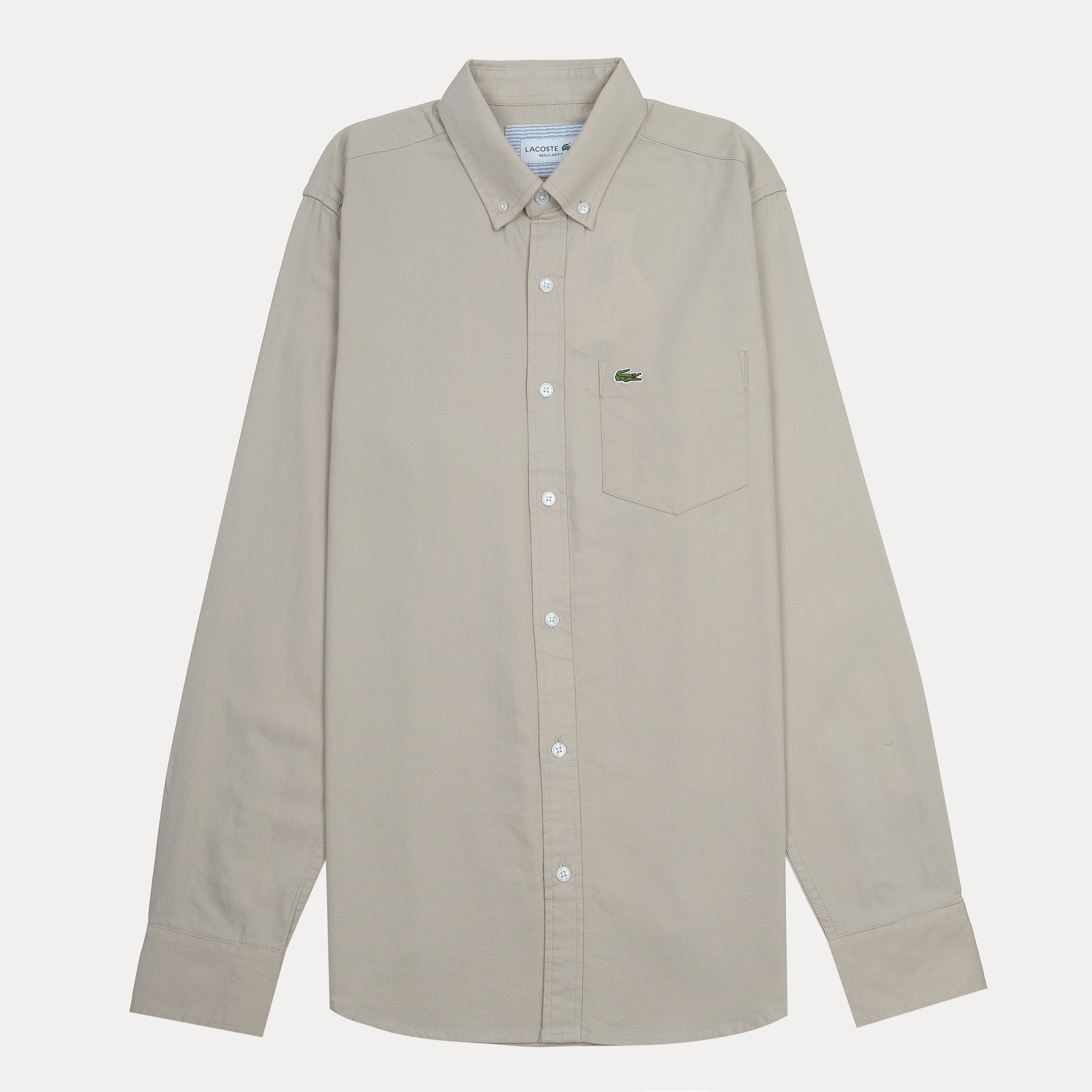 Lacoste Elegant Ecru Cotton Regular Fit Shirt
