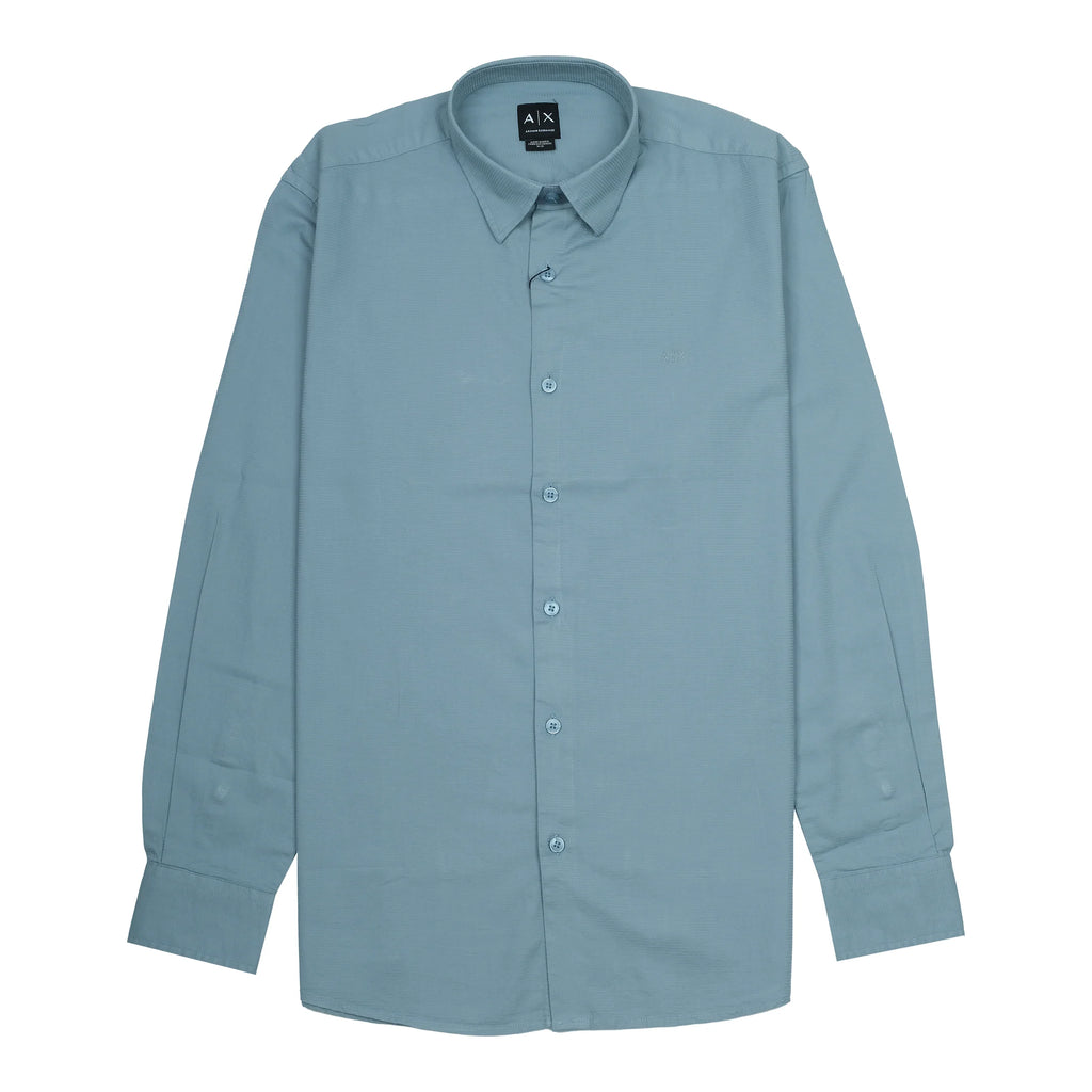 Armani Exchange Elegant Sky Blue Button-Up Shirt