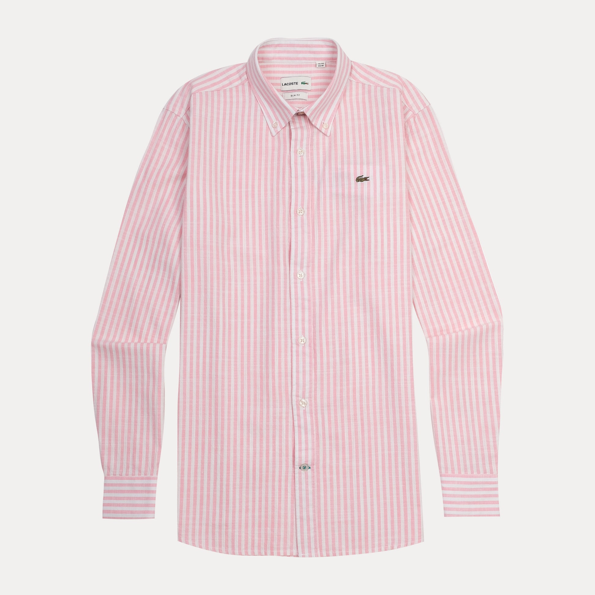 Lacoste Striped Elegance Slim Fit Shirt in Blushing Pink