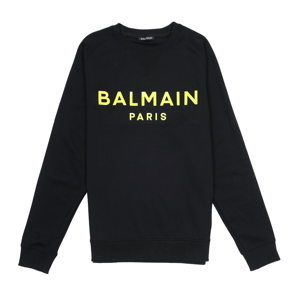 Balmain Bold Black Sweatshirt with Neon Accents