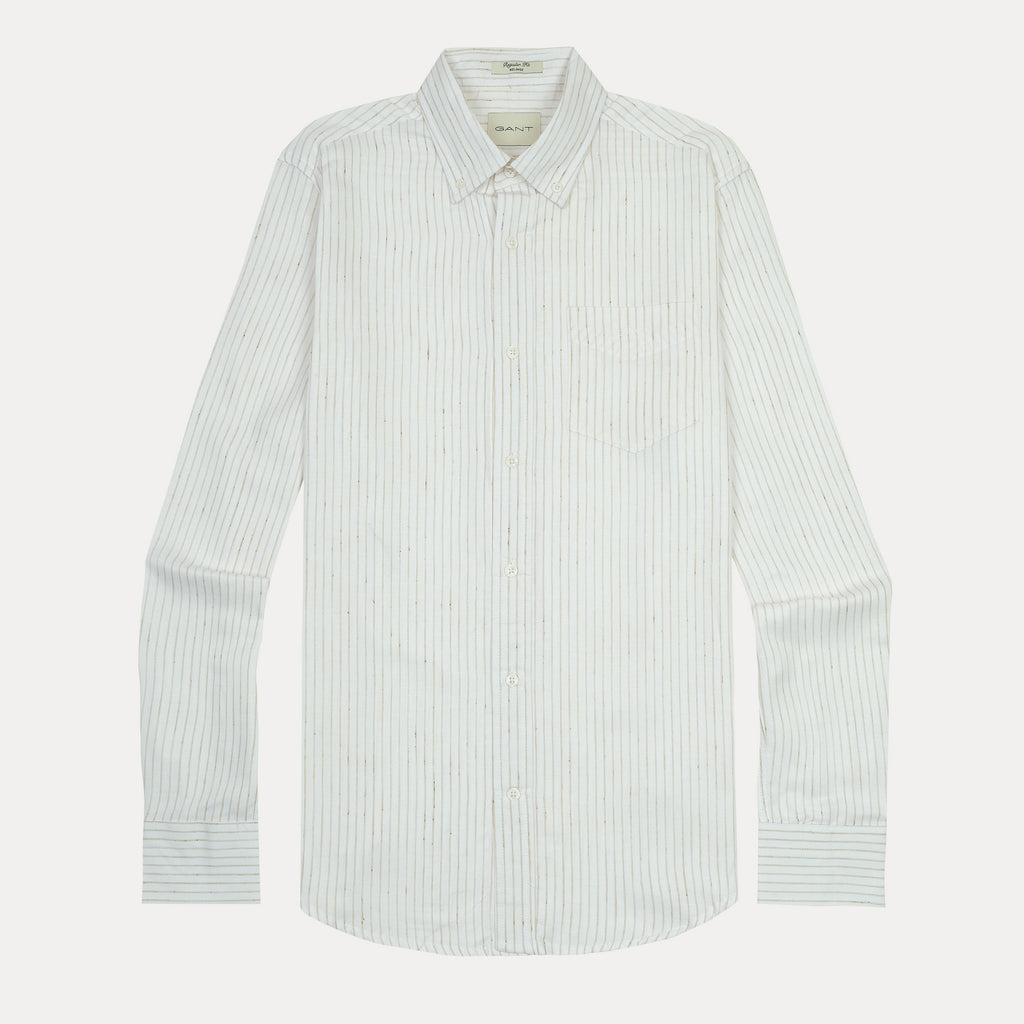 [Mélange Slub Linen] GANT Elegant Melange Striped Shirt in Whispering White