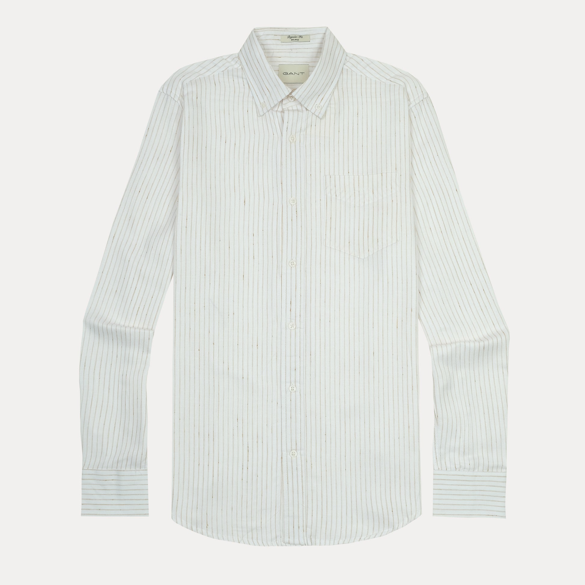 [Mélange Slub Linen] GANT Elegant Melange Striped Shirt in Whispering White