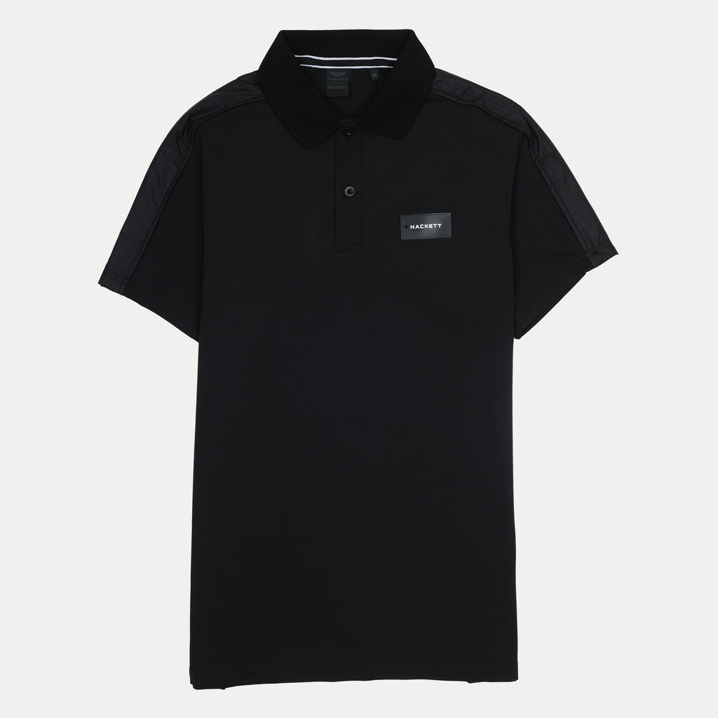 HACKETT Sport Black Polo Shirt with Contrast Sleeves