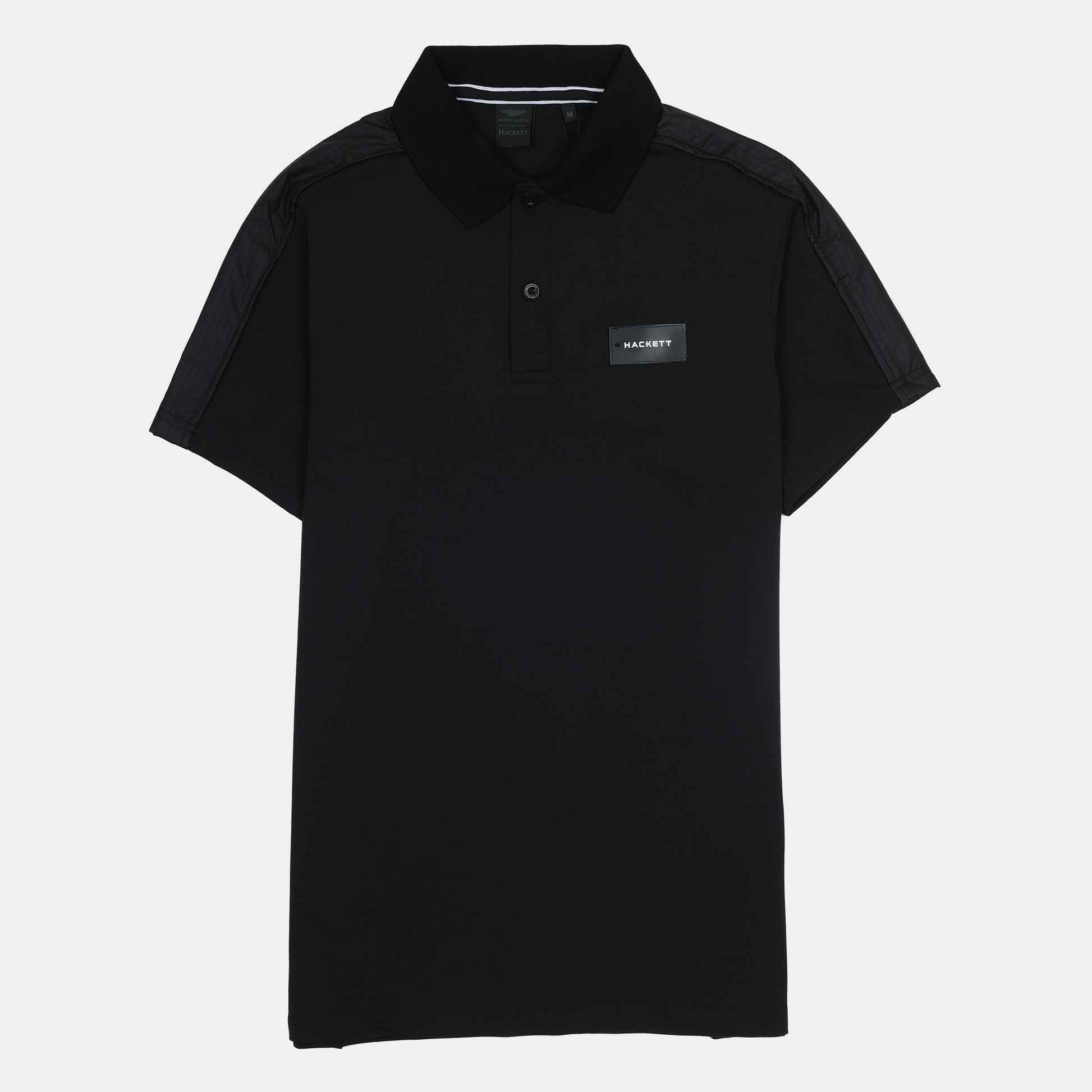HACKETT Sport Black Polo Shirt with Contrast Sleeves