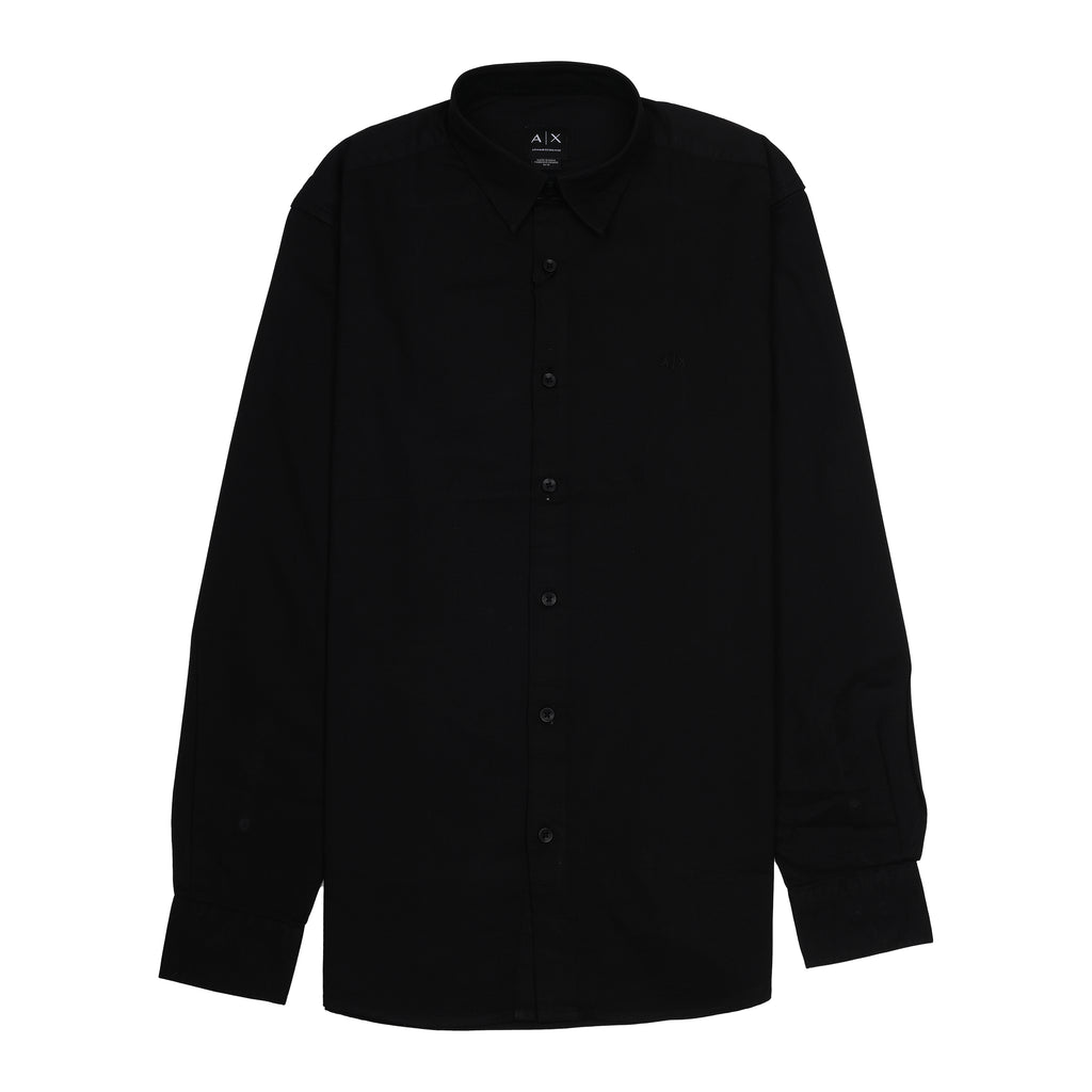 Armani Exchange Elegant Midnight Black Button-Up Shirt