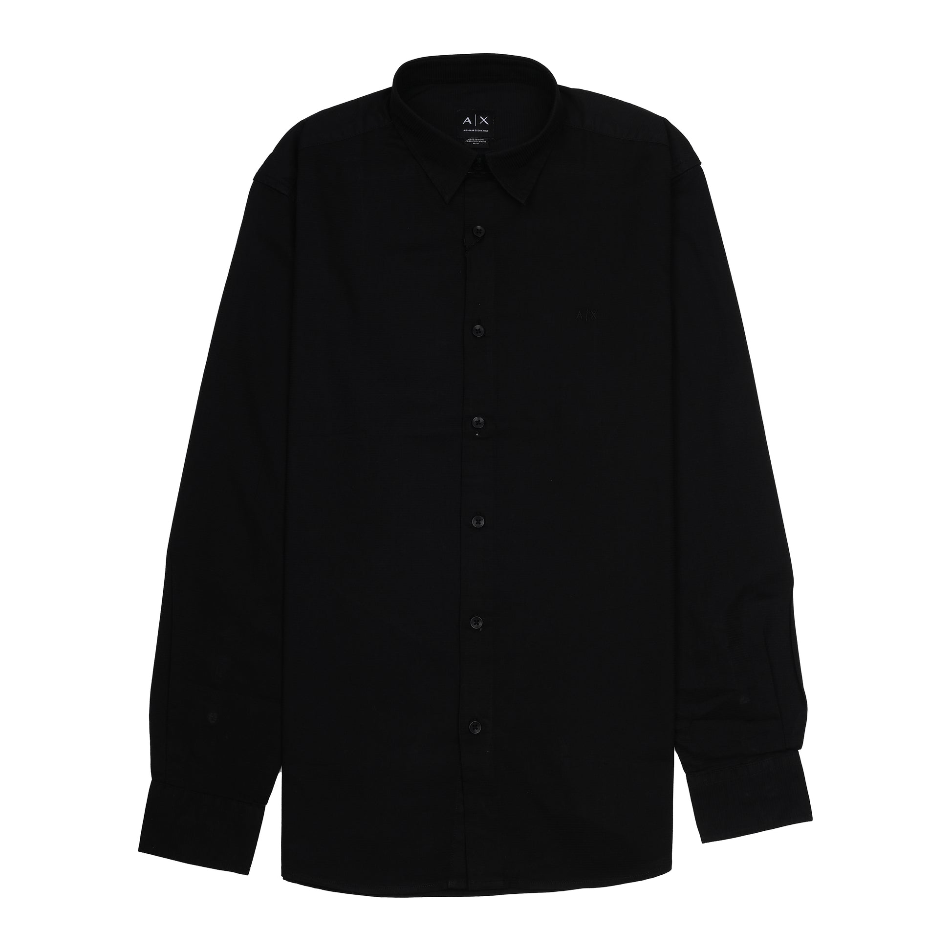 Armani Exchange Elegant Midnight Black Button-Up Shirt