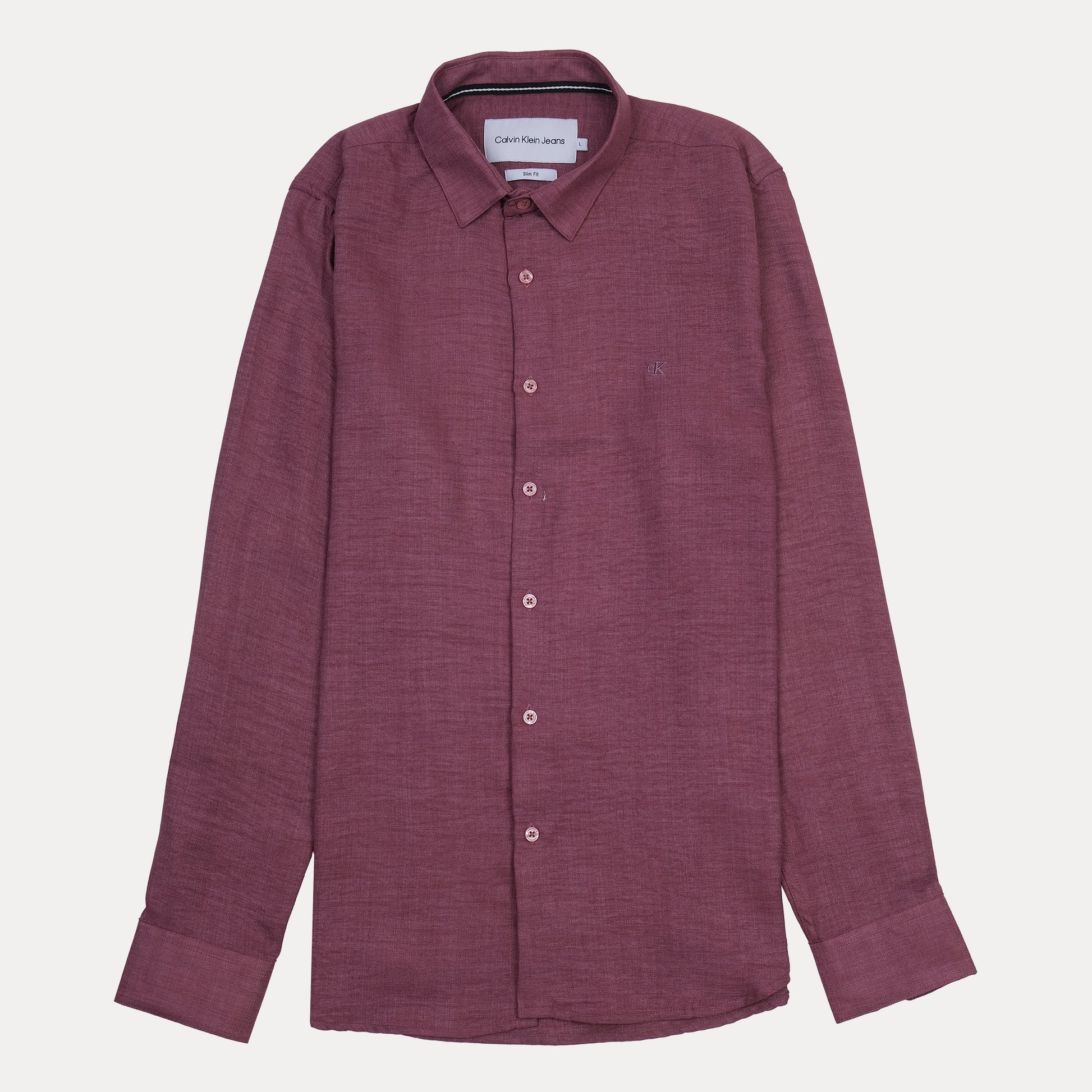 Calvin Klein Jeans Slim Fit Button-Up Shirt in Burgundy