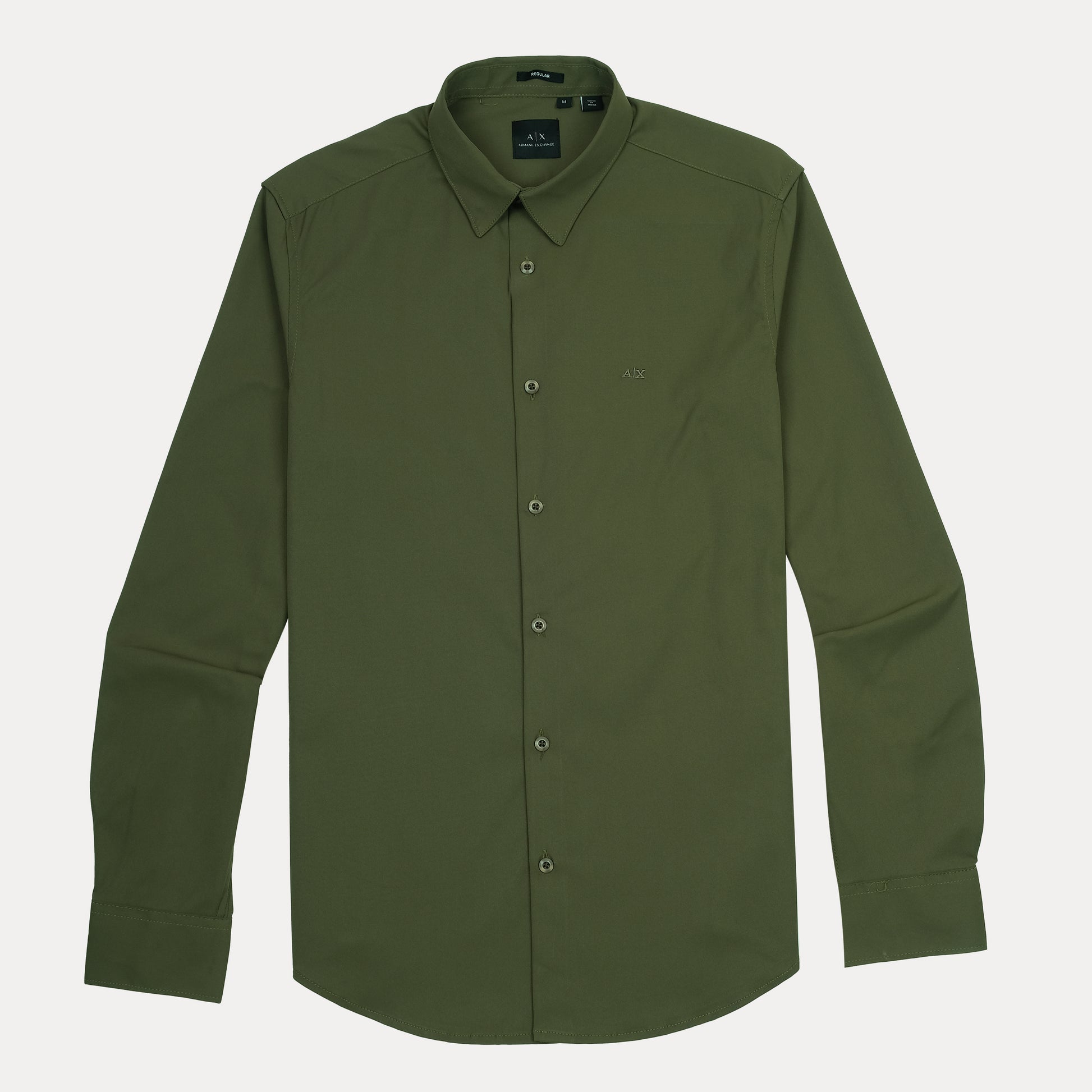 Armani Exchange Elegant Olive Green Button-Up Shirt