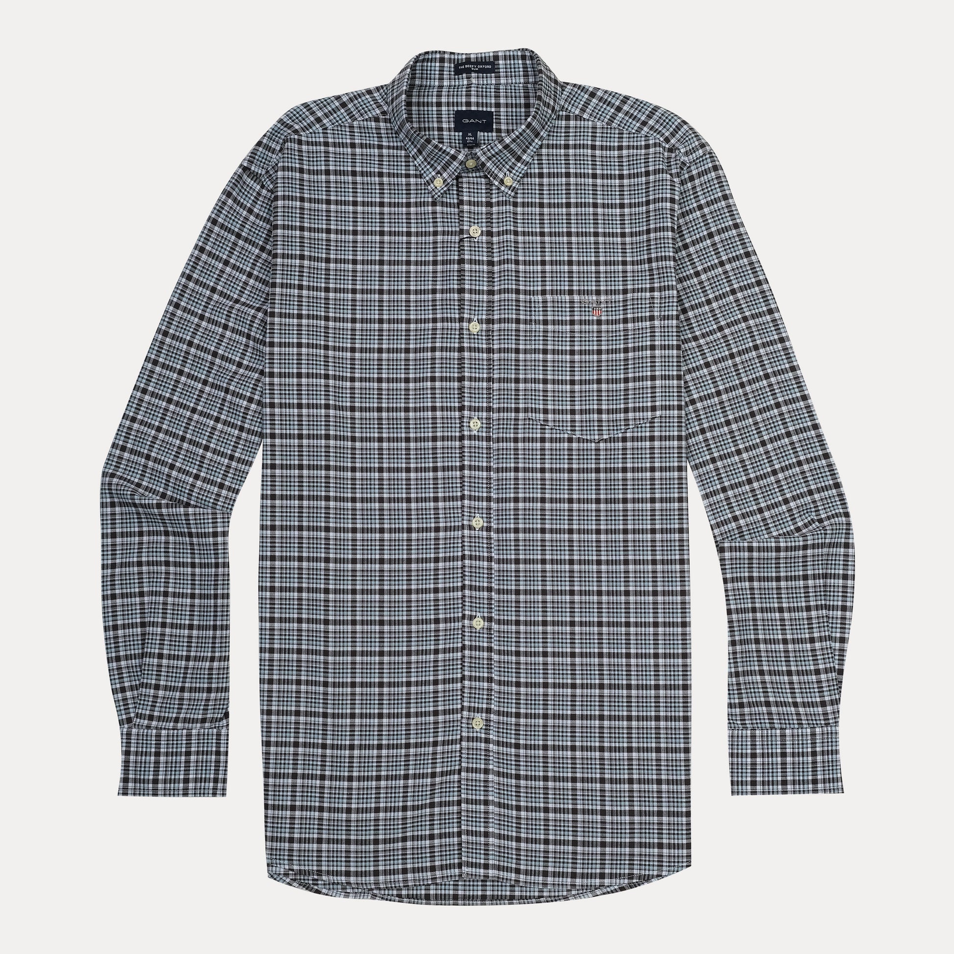 GANT The Breezy Oxford Shirt in Charcoal Checkered Elegance