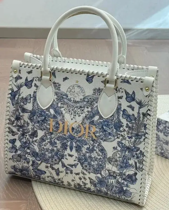 DIOR Celestial Ivory Blossom-Embellished Luxe Tote Bag