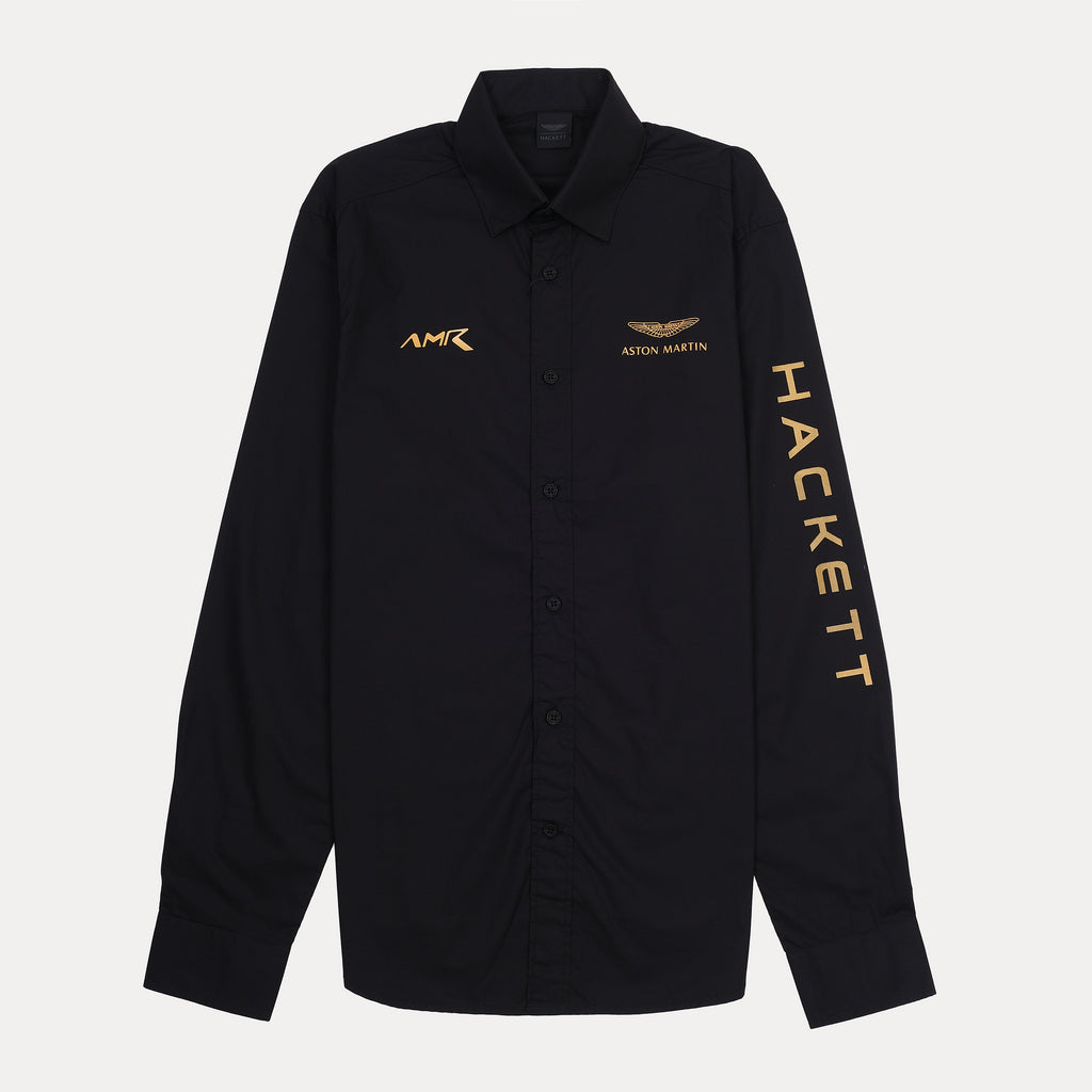 Hackett Aston Martin AMR Long Sleeve Shirt in Midnight Obsidian