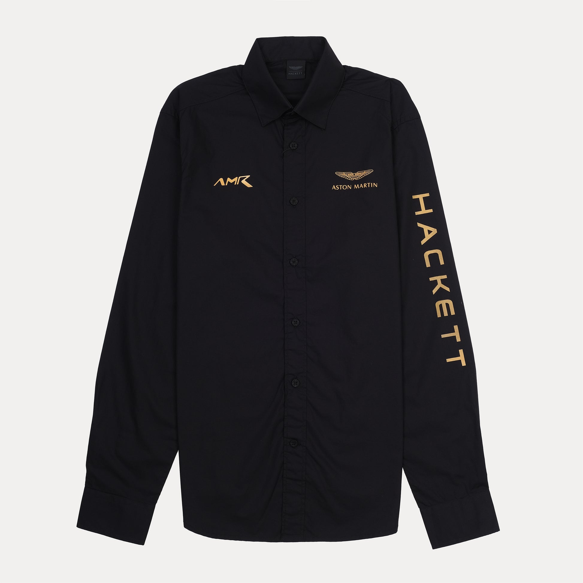 Hackett Aston Martin AMR Long Sleeve Shirt in Midnight Obsidian