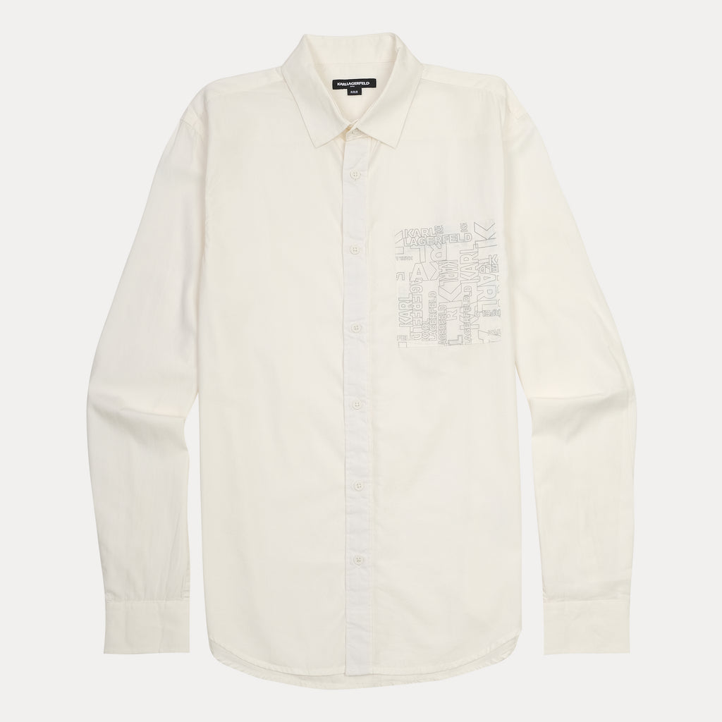 KARL LAGERFELD Elegant Ecru Graphic Shirt