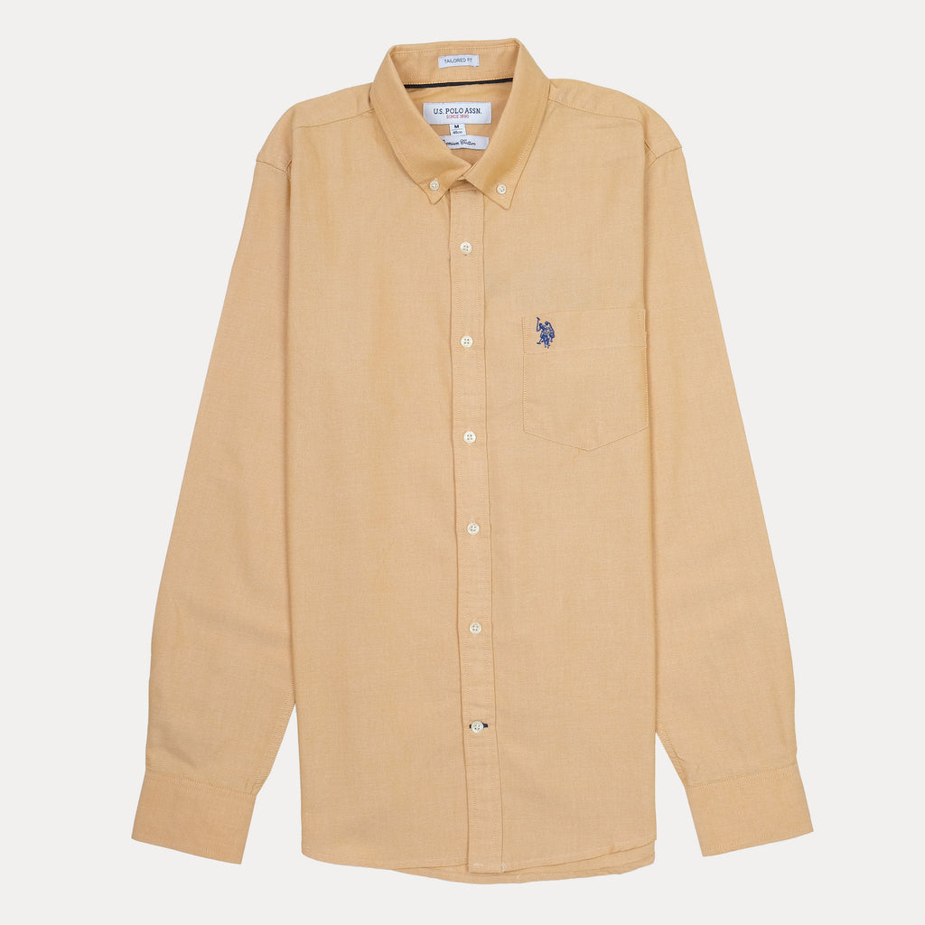 U.S. Polo Assn. Tailored Fit Button-Down Shirt in Soft Yellow