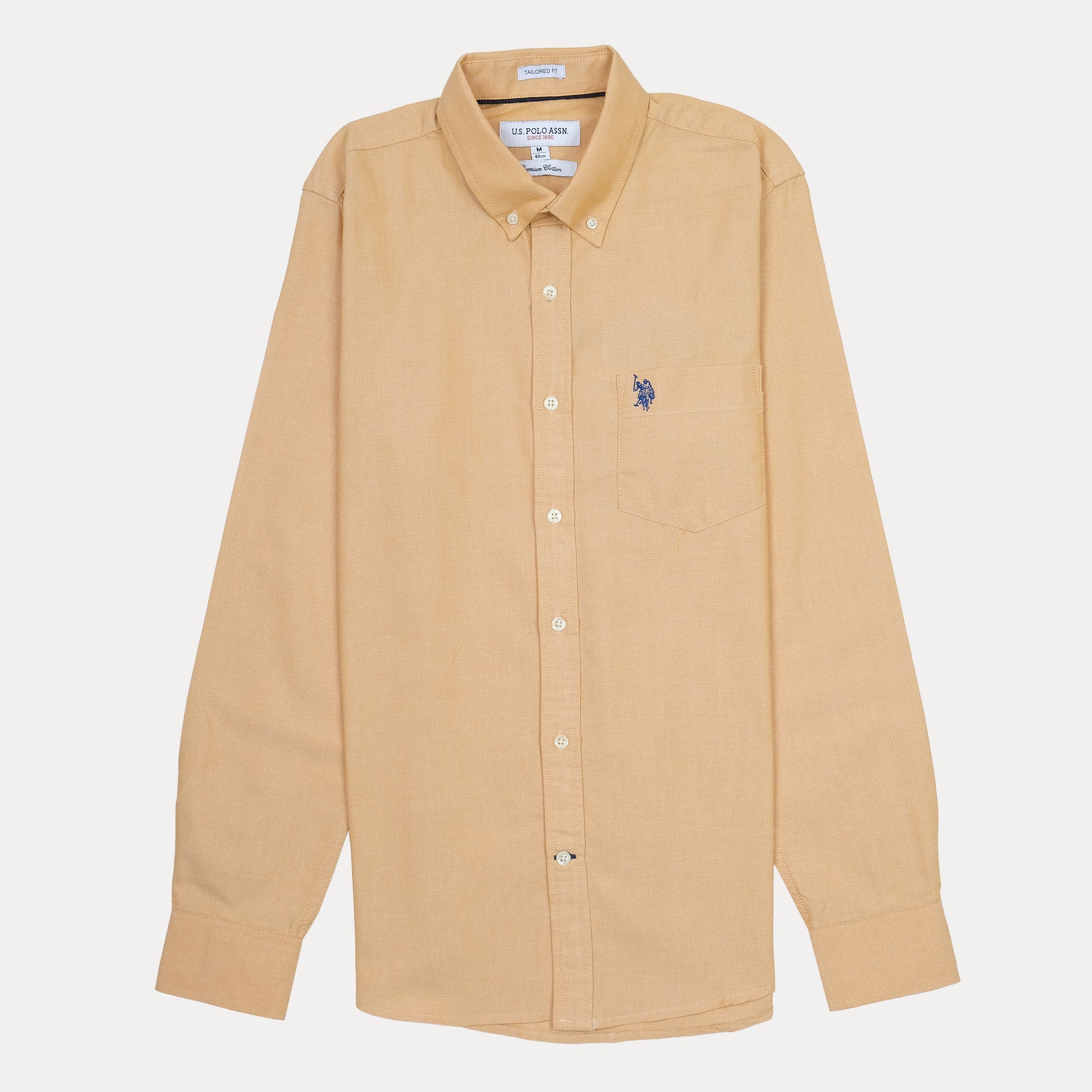 U.S. Polo Assn. Tailored Fit Button-Down Shirt in Soft Yellow
