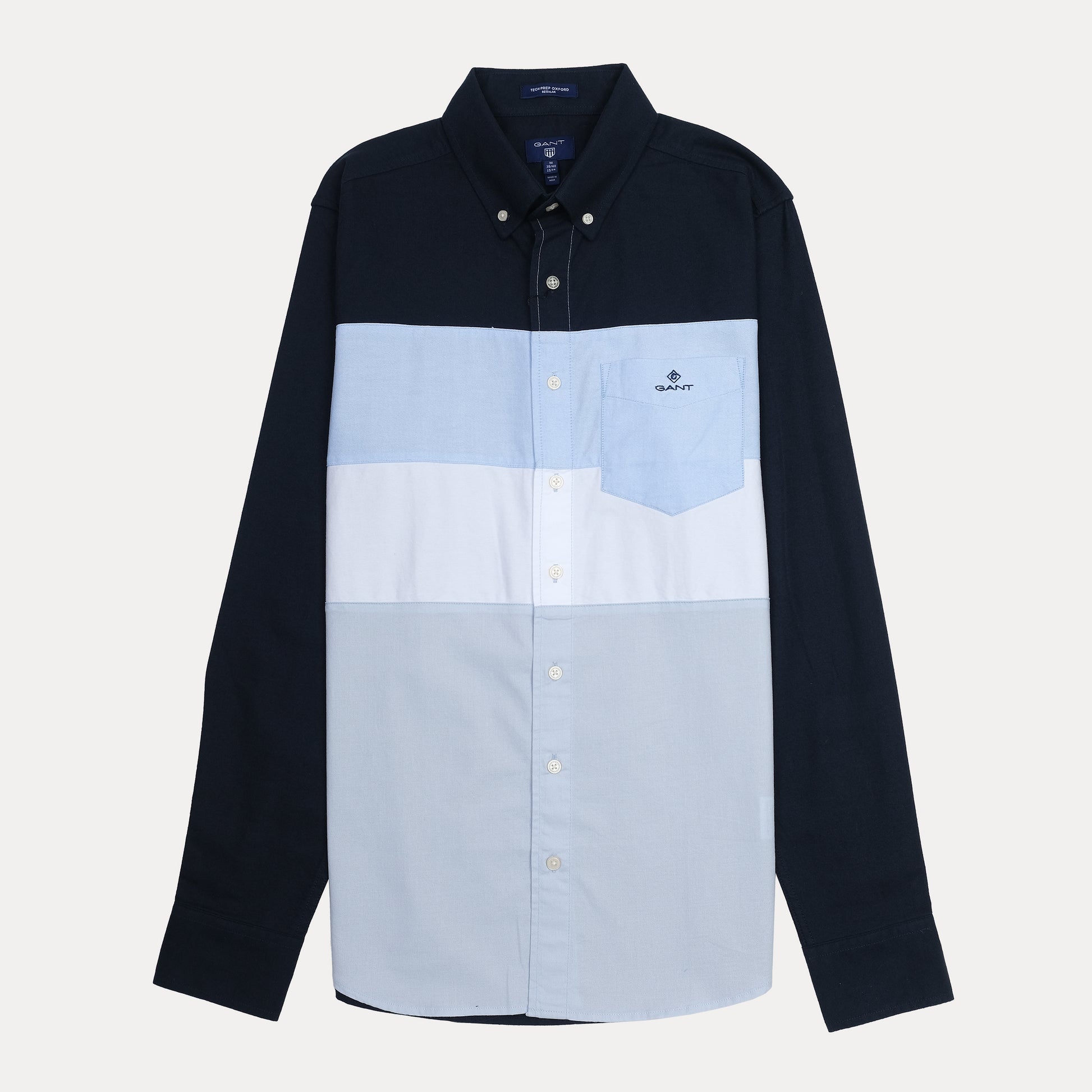 GANT Tech Prep Oxford Shirt in Midnight Blue and Sky Blue Stripes - Effortlessly Stylish