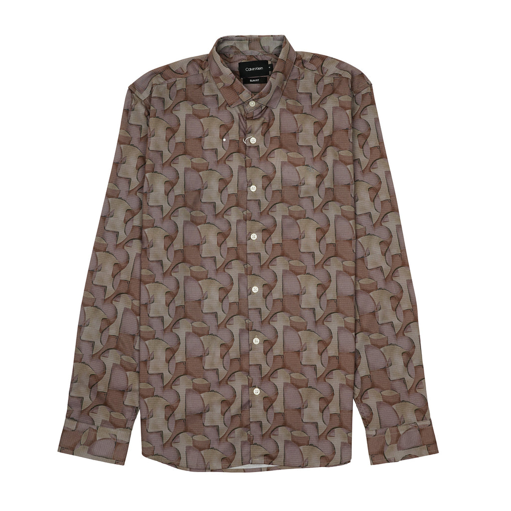 CALVIN KLEIN Prismatic Pearl Modern Fit Long Sleeve Button-Up Shirt