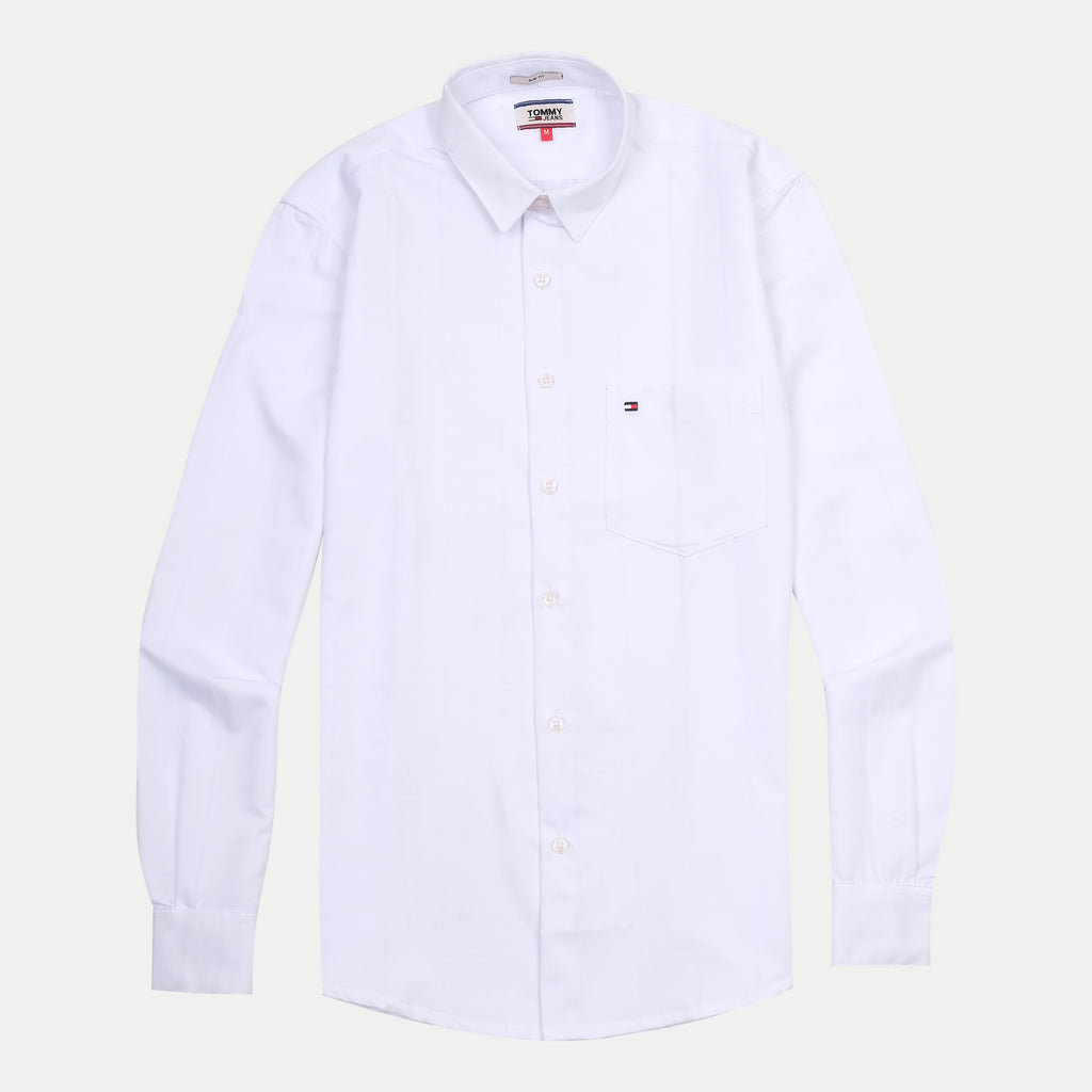 TOMMY JEANS Crisp Cotton Classic White Button-Up Shirt