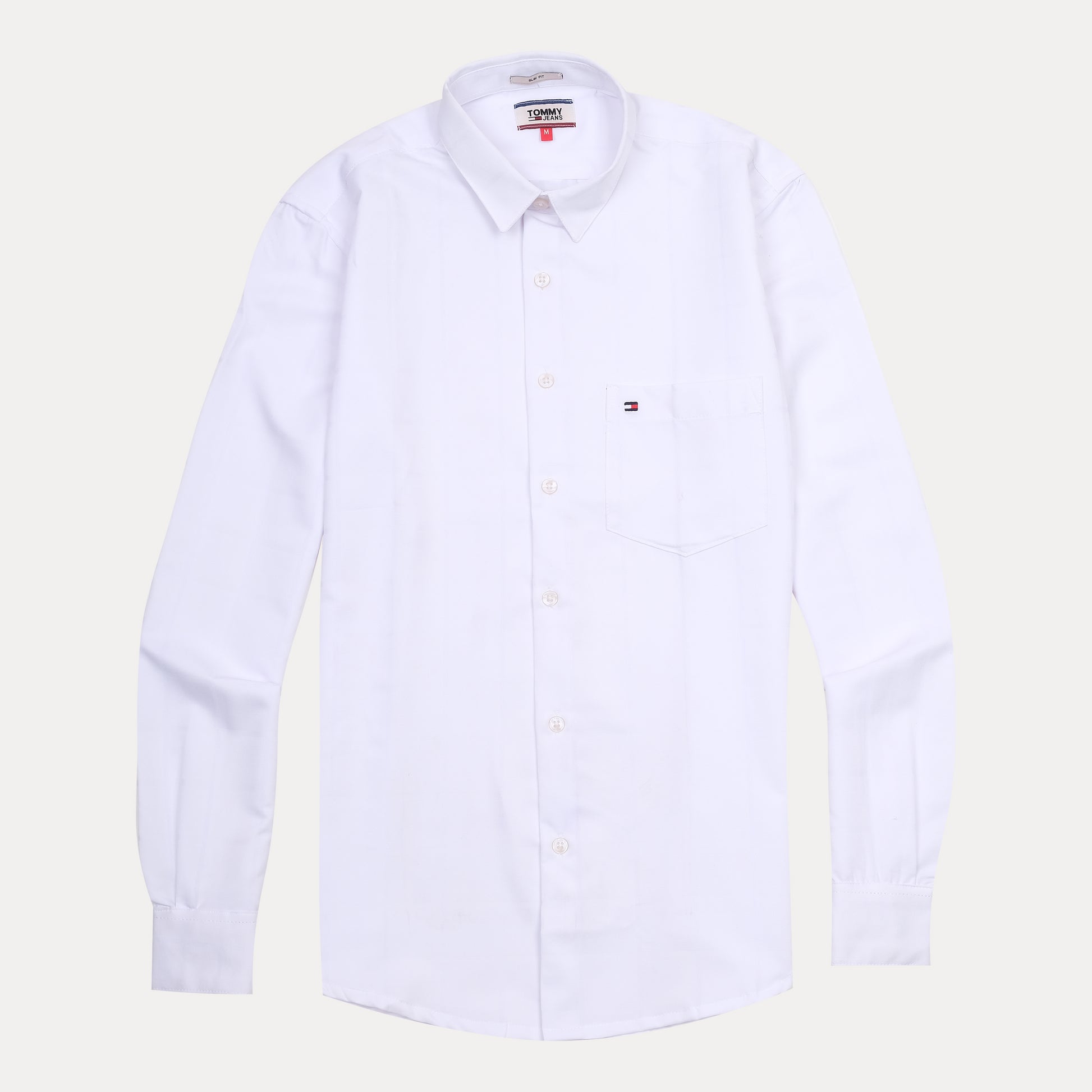 TOMMY JEANS Crisp Cotton Classic White Button-Up Shirt