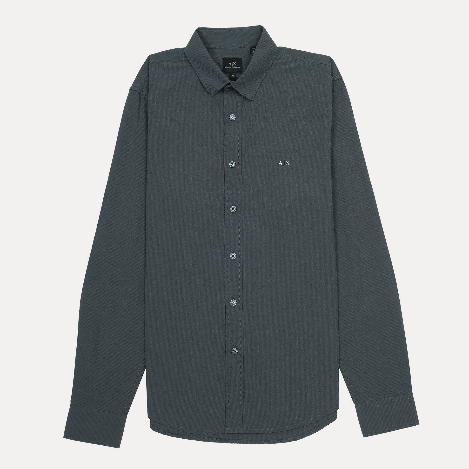 Armani Exchange Modern Fit Long Sleeve Shirt in Charcoal