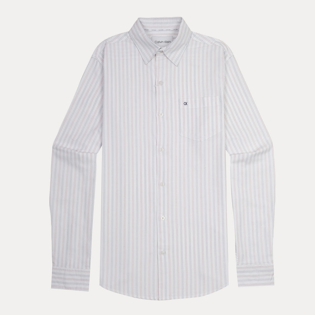 Calvin Klein Striped Elegance Shirt in Whispering White