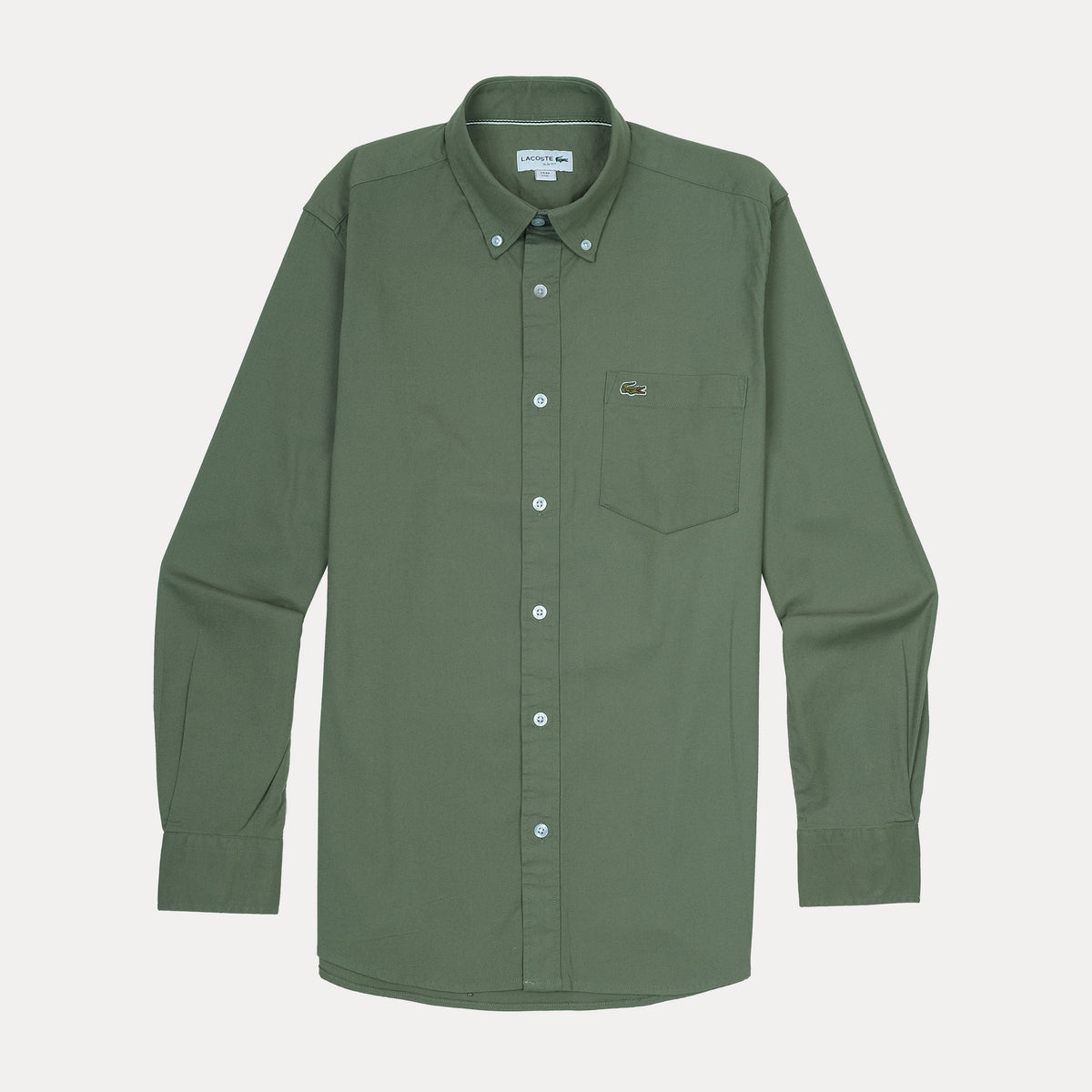 Lacoste Elegant Olive Green Button-Up Shirt