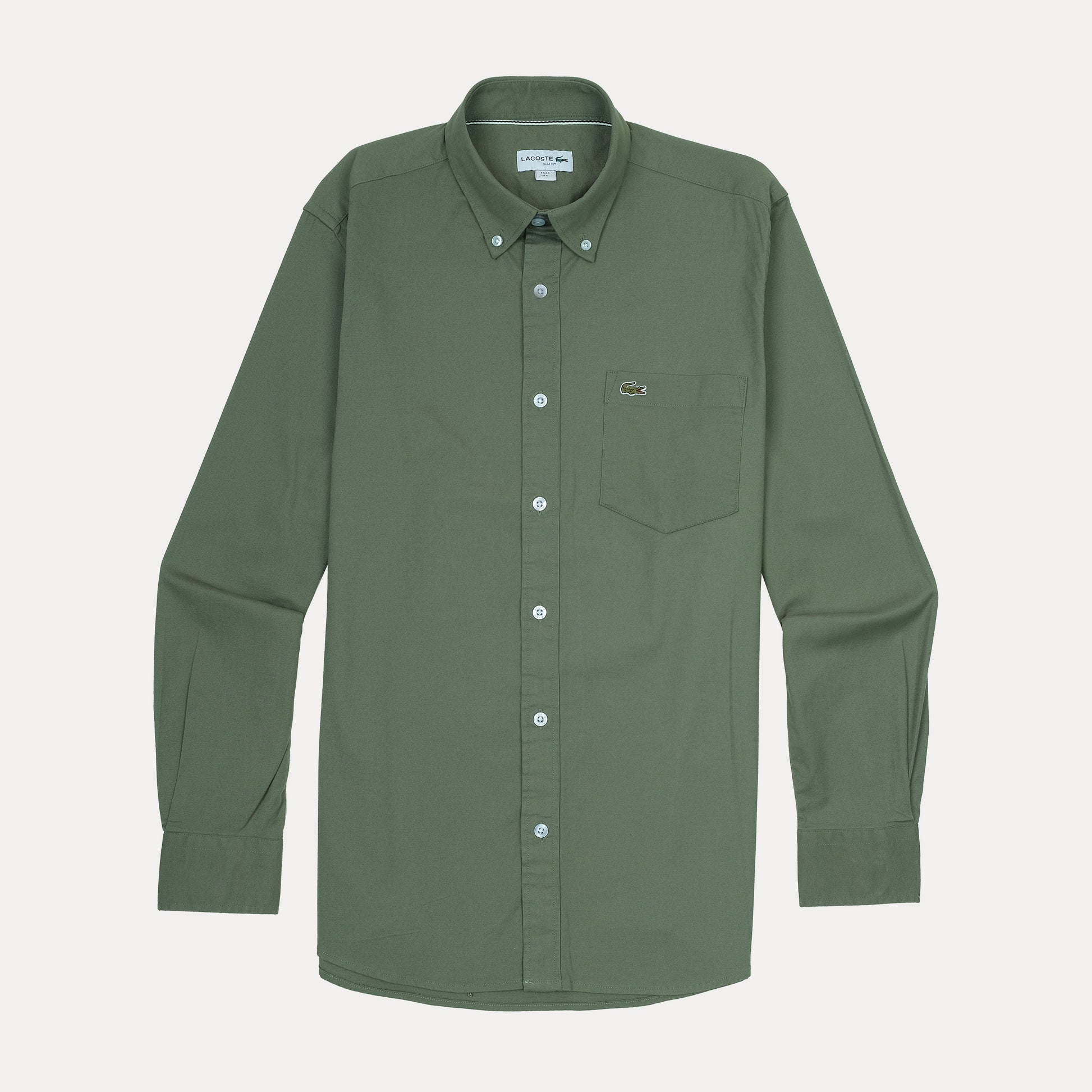 Lacoste Elegant Olive Green Button-Up Shirt