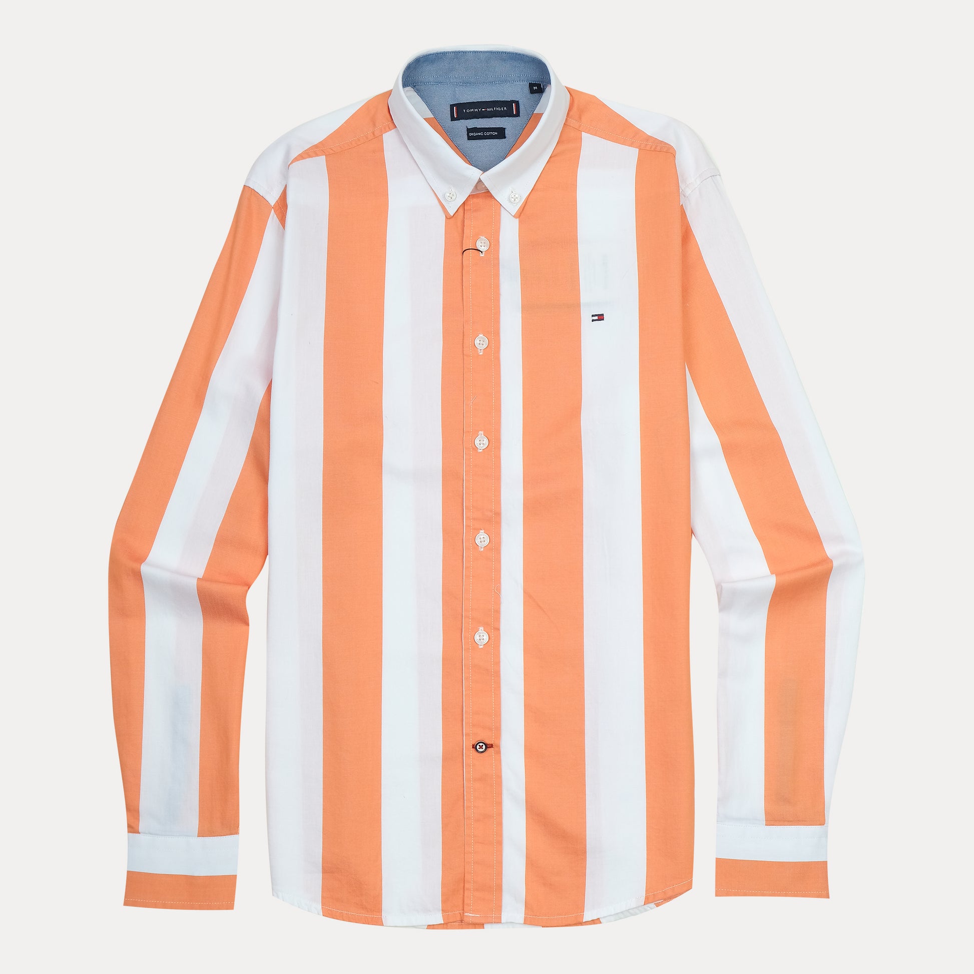 Tommy Hilfiger Organic Cotton Striped Delight Shirt in Sunset Orange & Cream