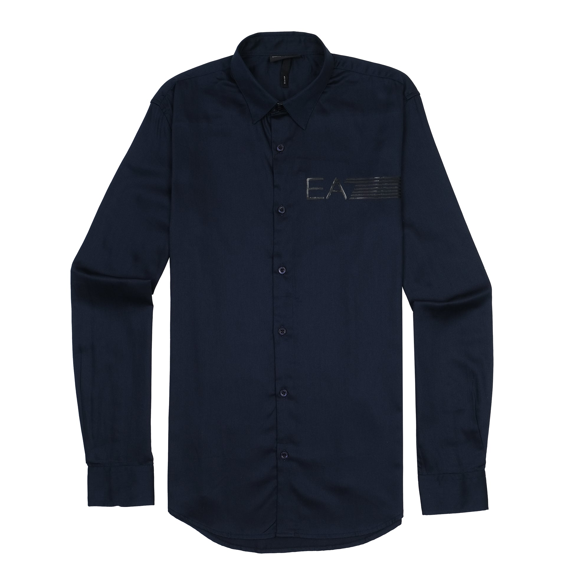 Emporio Armani Elegant Midnight Blue Satin Shirt