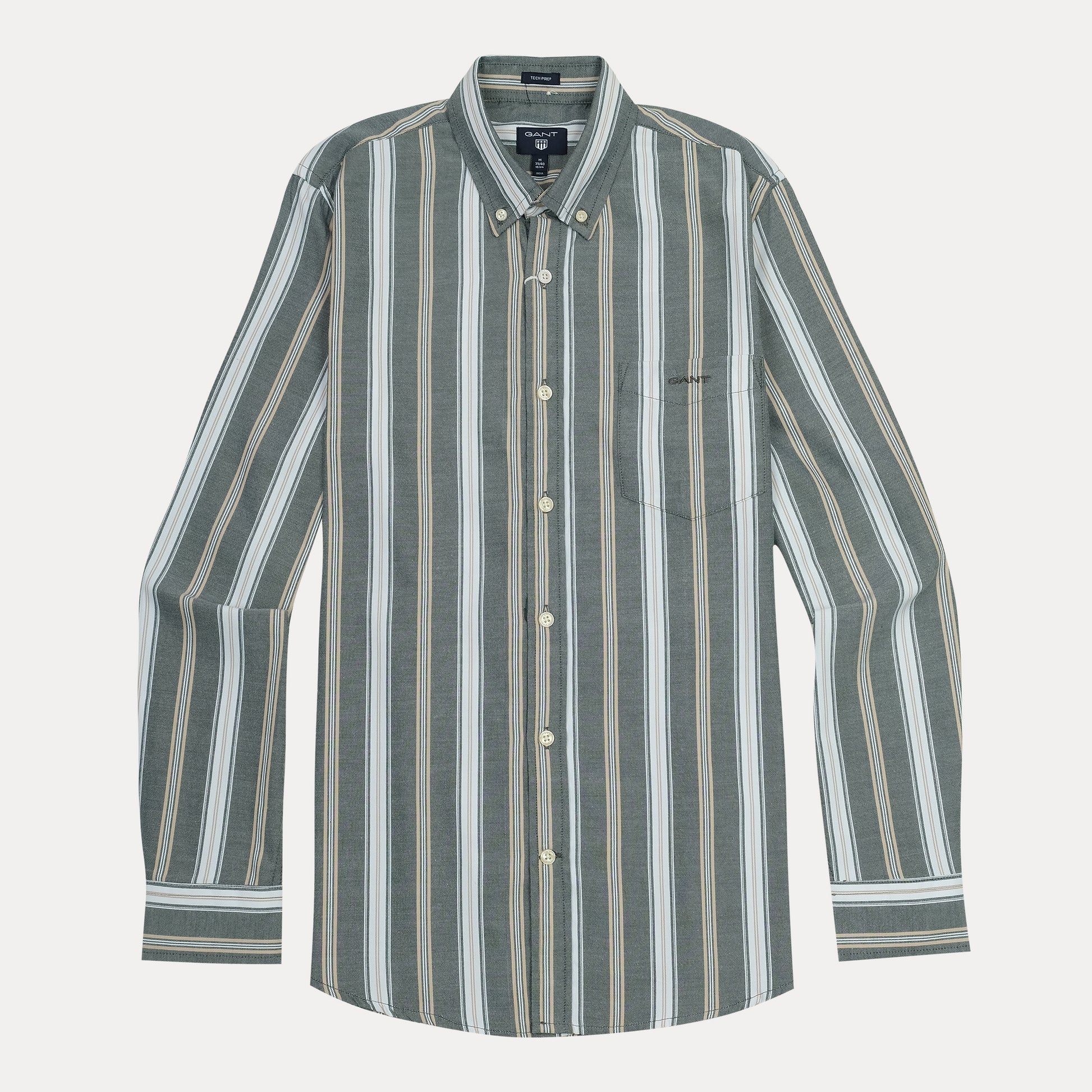 GANT Striped Elegance Tech Prep Shirt in Forest Whisper