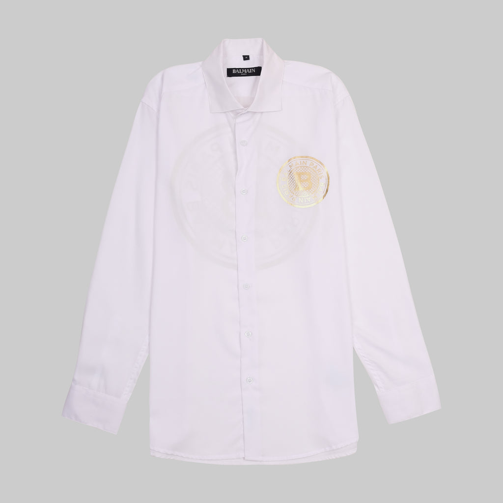 BALMAIN Opulent Lapis Aurora Classic Fit Long Sleeve Shirt