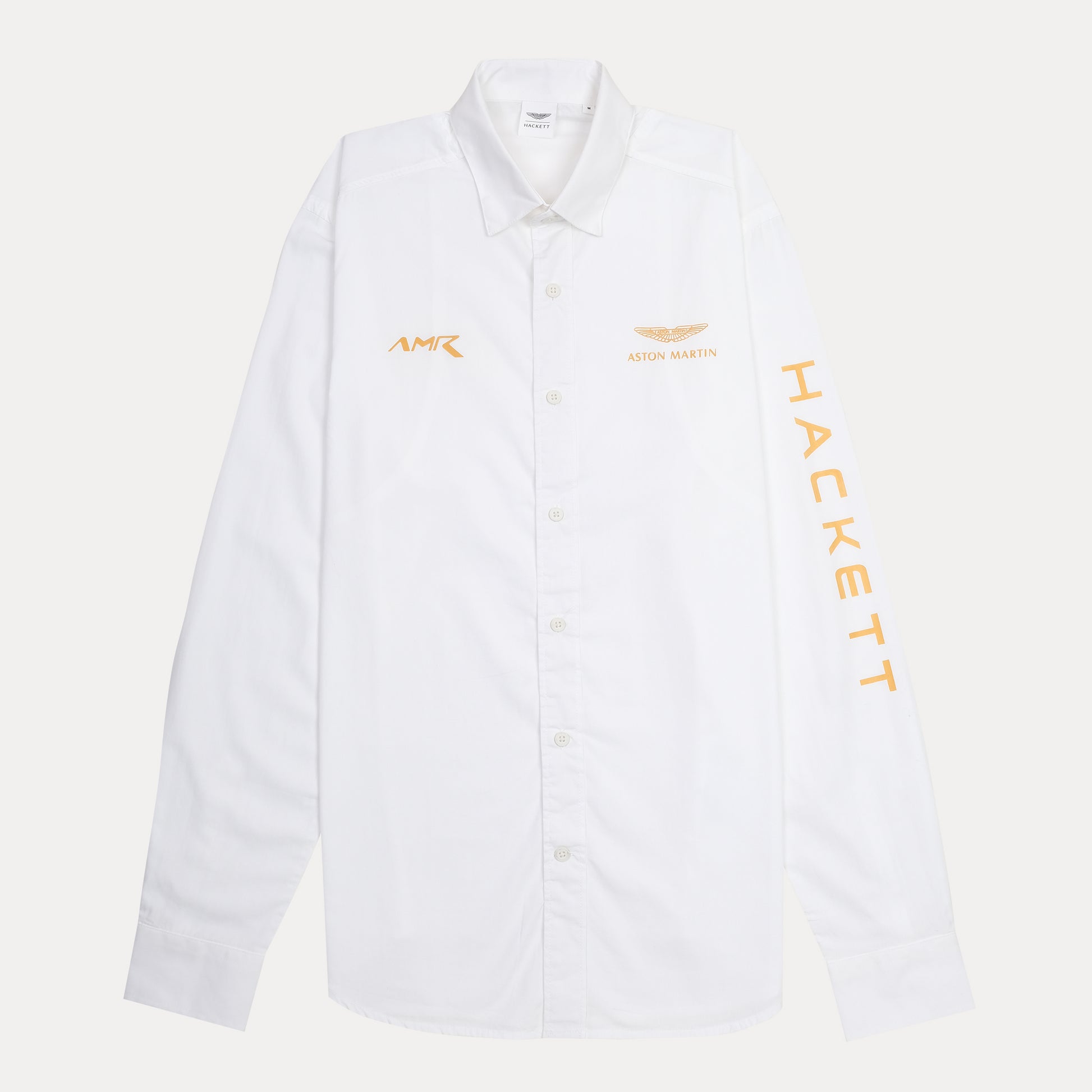 HACKETT Elegant White Cotton Shirt with Aston Martin Accents