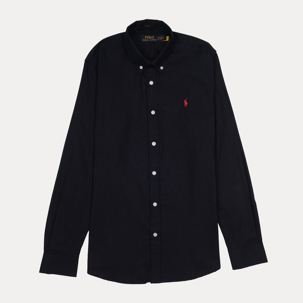 Polo Ralph Lauren Linen Classic Fit Black Button-Down Shirt