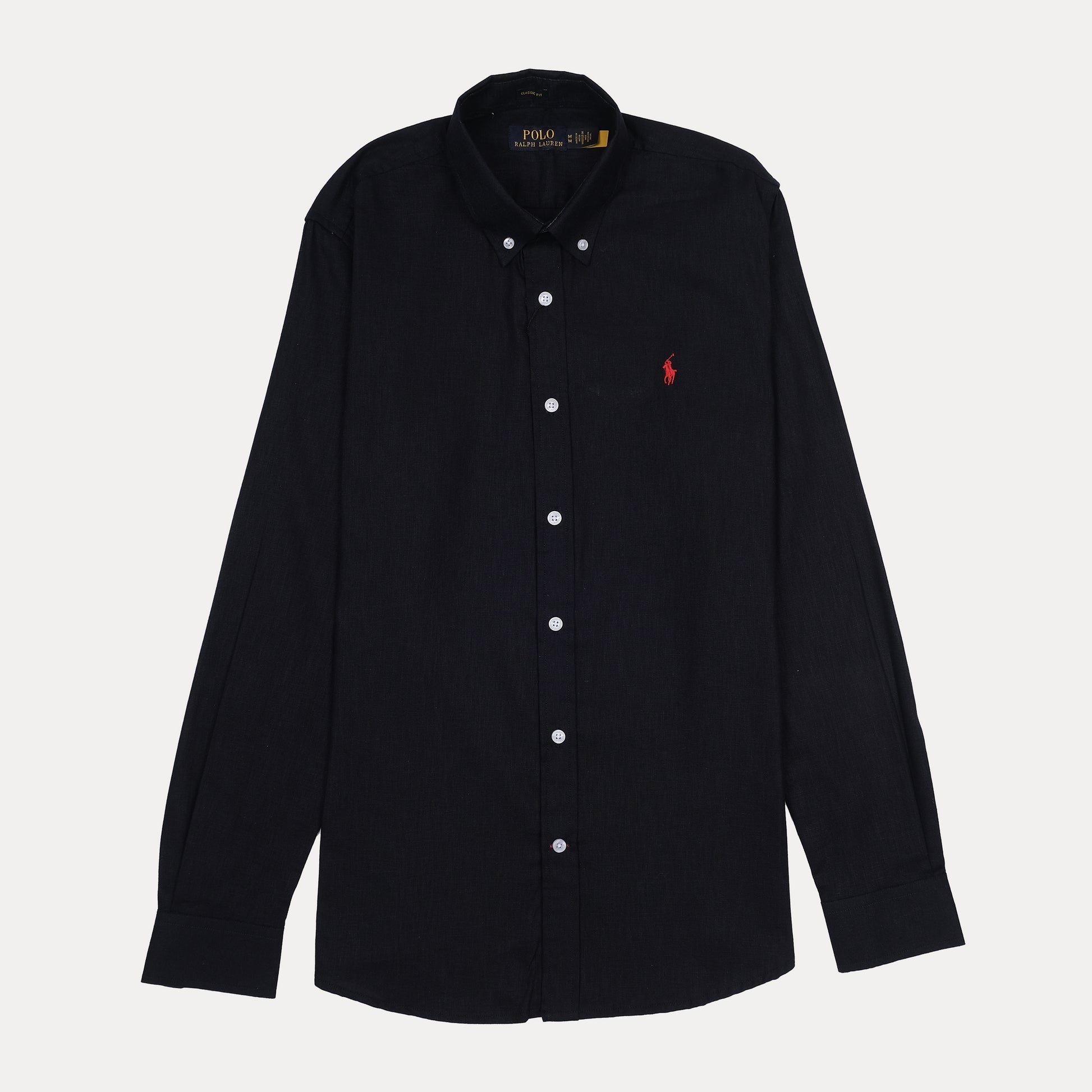 Polo Ralph Lauren Linen Classic Fit Black Button-Down Shirt