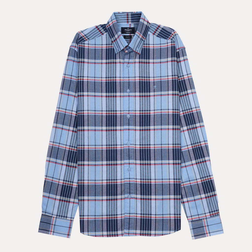 HACKETT London Slim Fit Plaid Shirt in Serene Sky