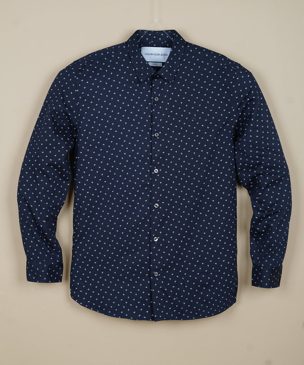 CALVIN KLEIN Opulent Teal Tailored Fit Long Sleeve Button-Up Shirt