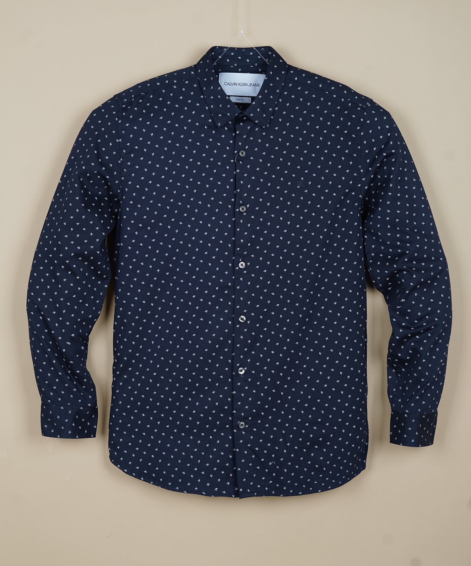 CALVIN KLEIN Opulent Teal Tailored Fit Long Sleeve Button-Up Shirt