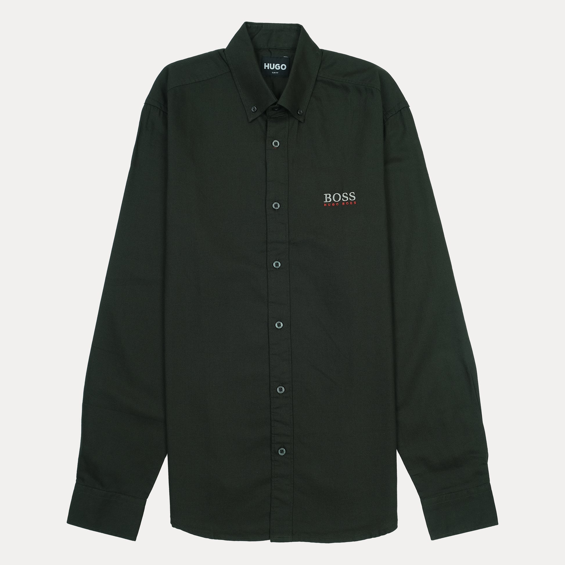HUGO BOSS Classic Fit Button-Up Shirt in Dark Green