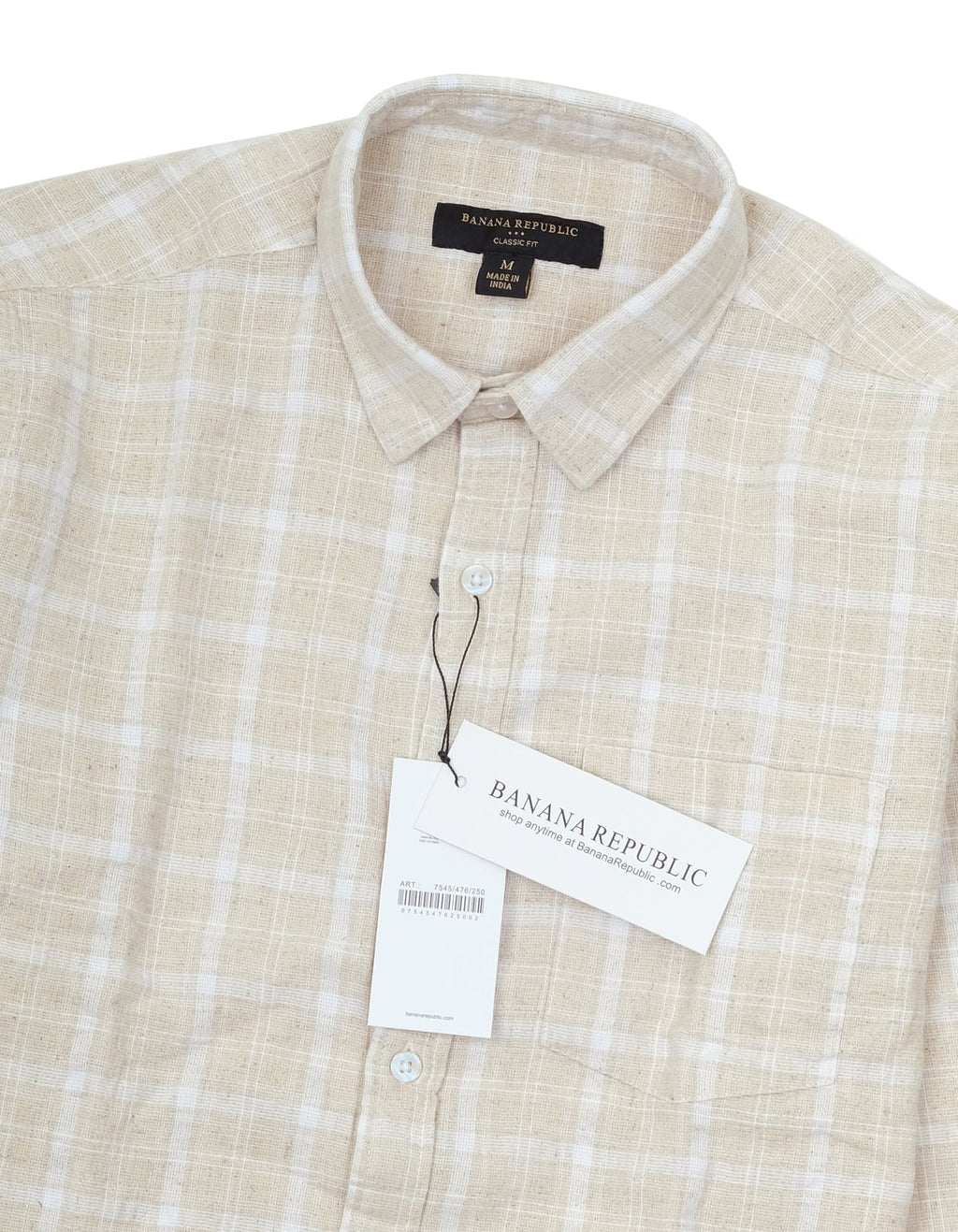 BANANA REPUBLIC Desert Sand Classic Fit Long Sleeve Plaid Button-Up Shirt