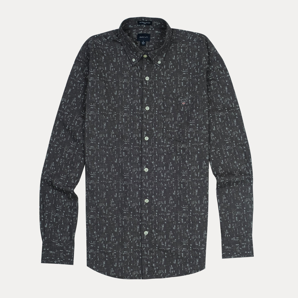 GANT Obsidian Mist Tailored Fit Long Sleeve Printed Shirt