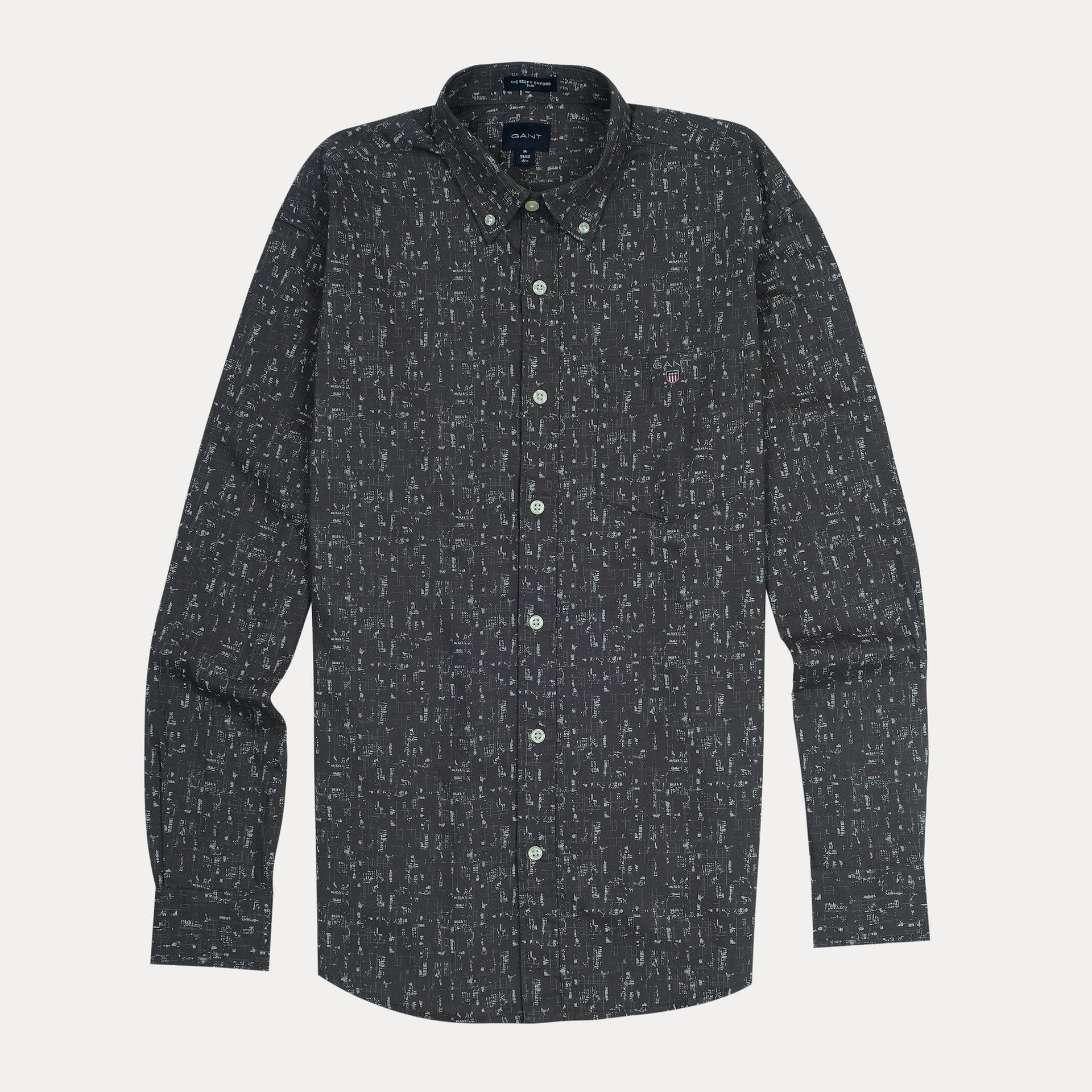 GANT Obsidian Mist Tailored Fit Long Sleeve Printed Shirt