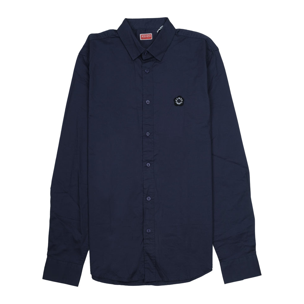 KENZO Oceanic Abyss Tailored Fit Long Sleeve Button-Up Shirt with Logo